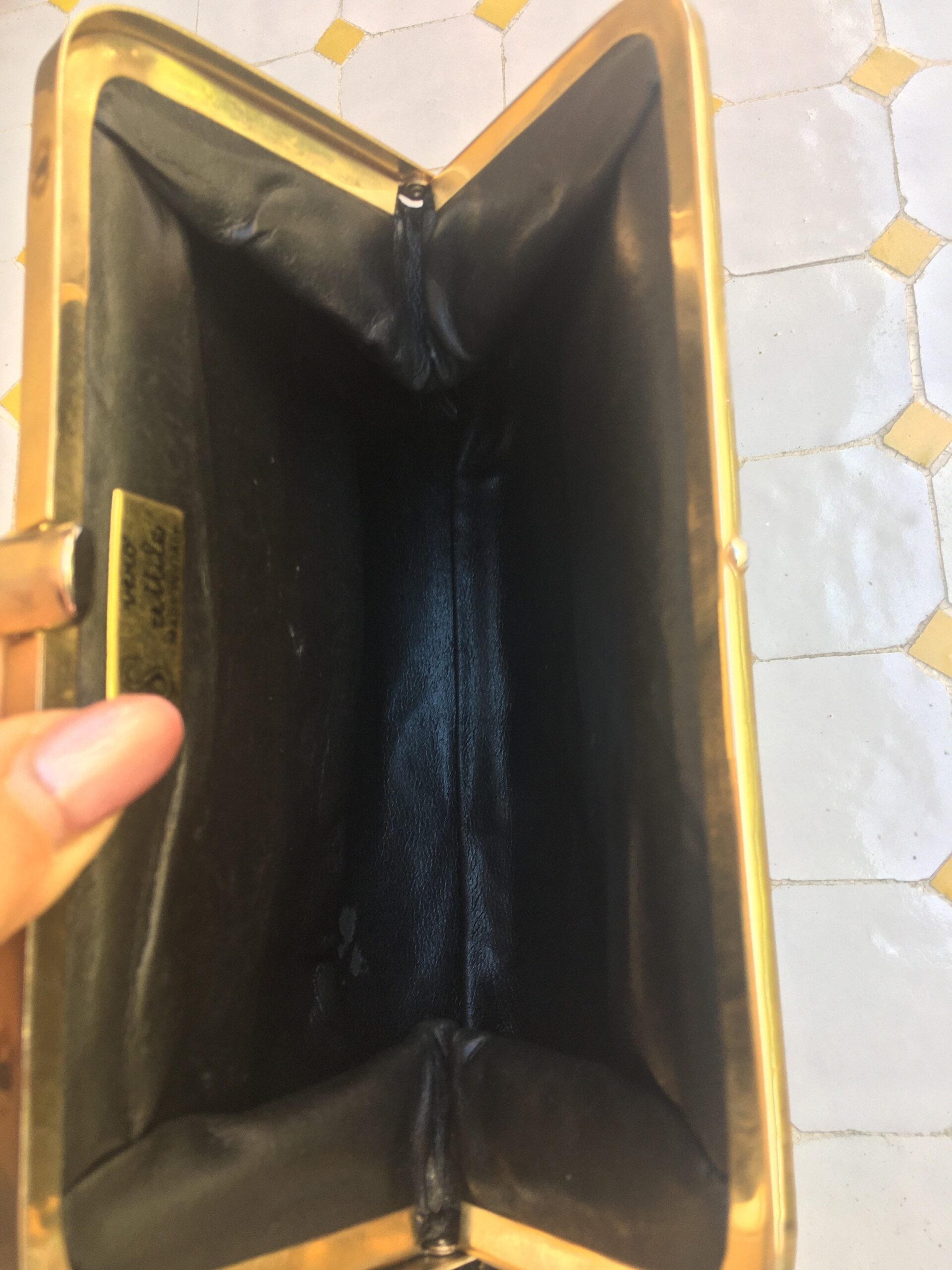50s Vintage BORSELLO LEATHER PYTHON/Vintage black leather pouch/Reptile bag/wallet python/cosmetic bag - immagine 9