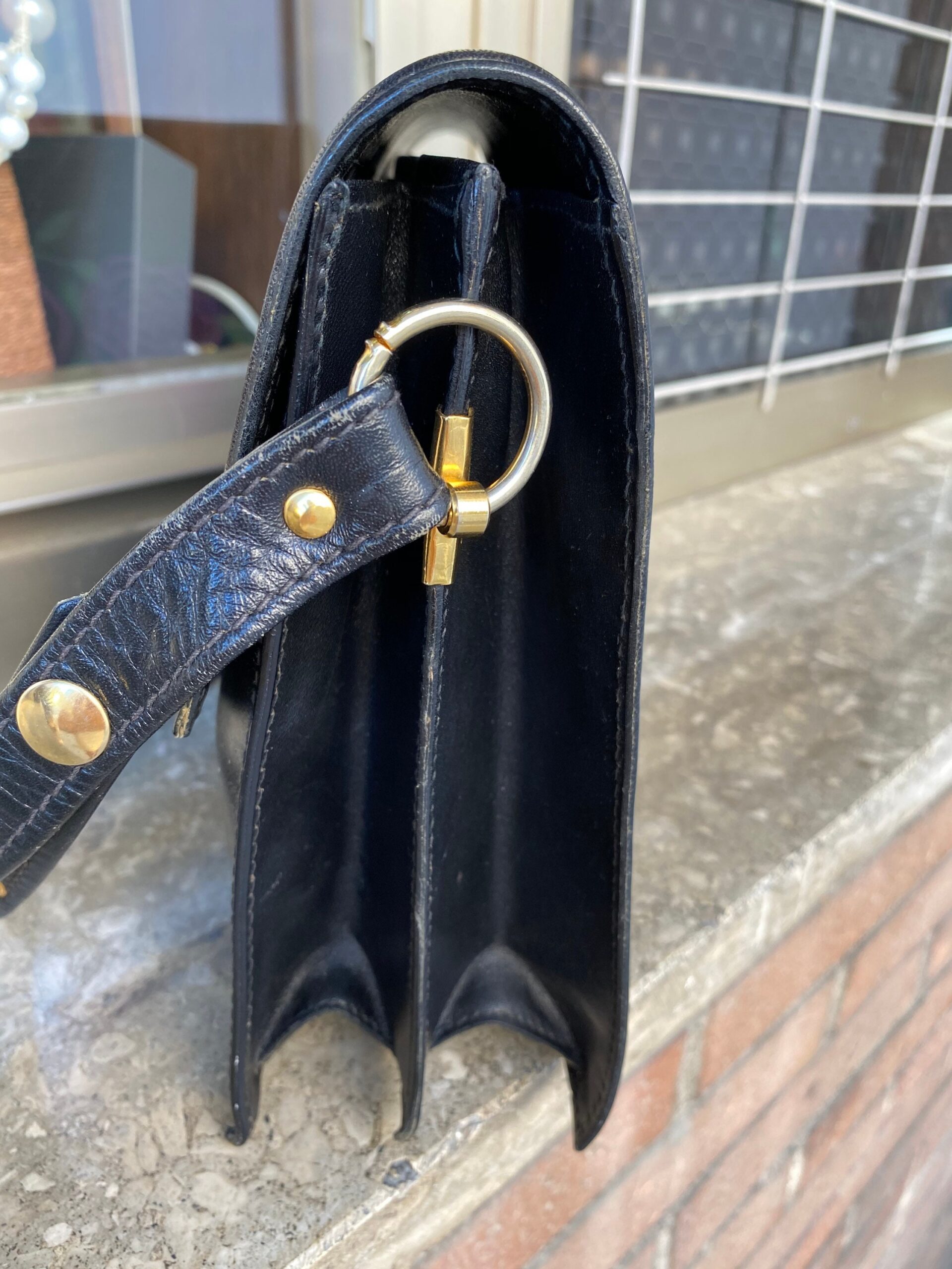 Shoulder bag Artisan Florence 80s/Black leather bag/Tracolla-Pochetto Florence/bag Made in Italy/Crossbody/Cross bag Italy - immagine 5