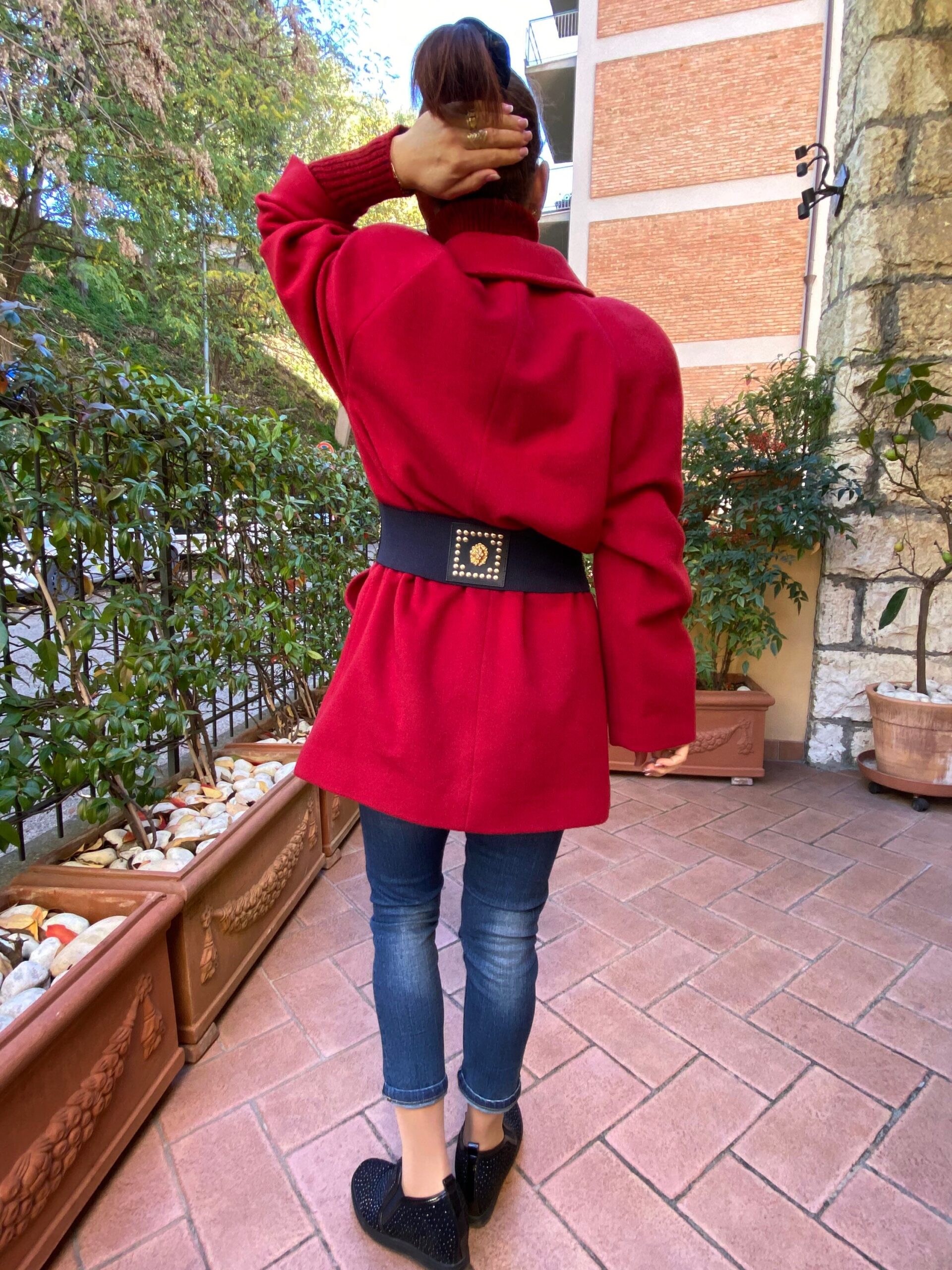 90s Coat Vintage/Vintage tailored red coat/Italian fashion coat mohair wool/Design red tailored coat Italy/Fashion jacket coat - immagine 2