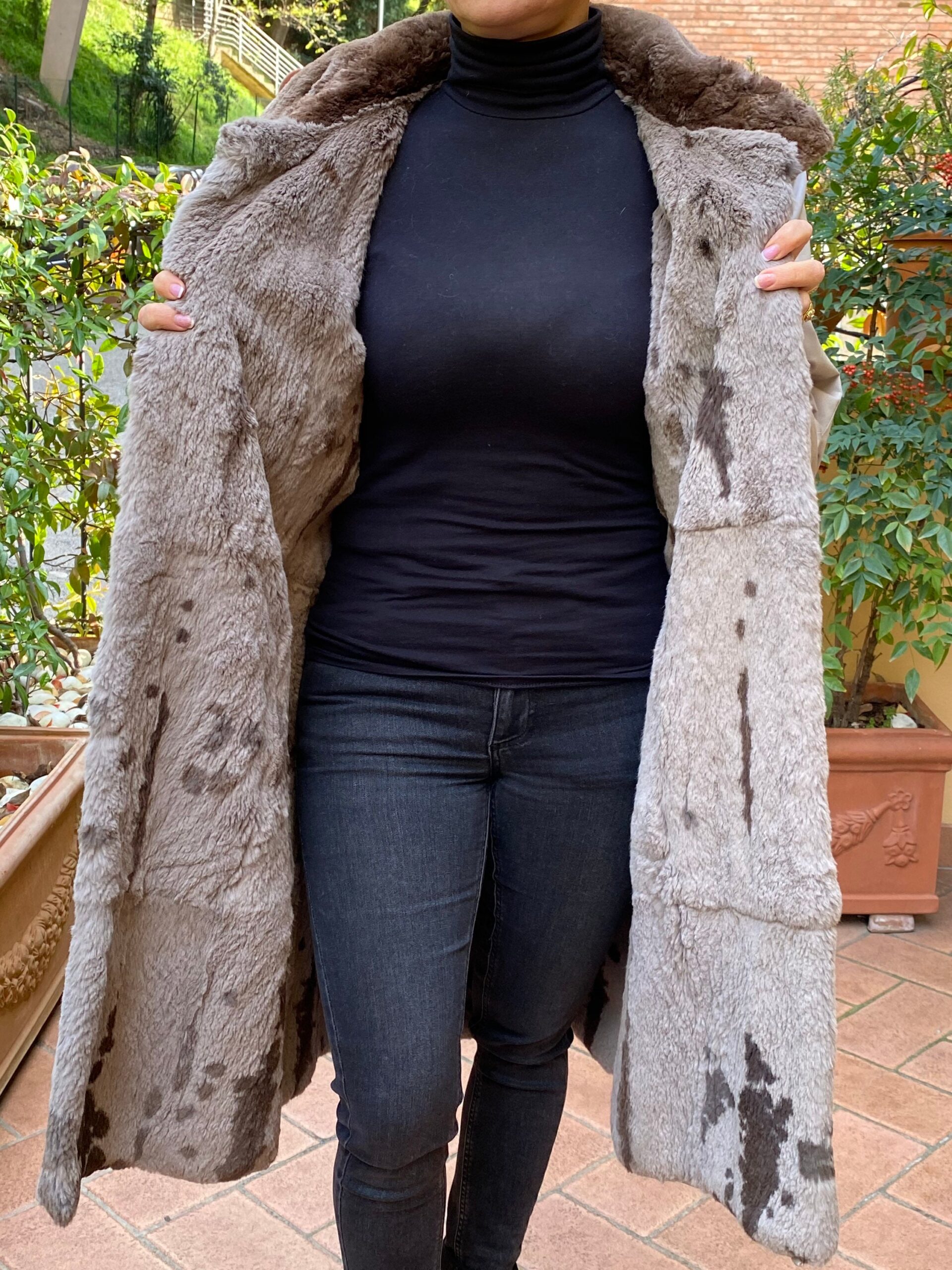 80s Vintage Coat rabbit fur/Vintage gray Landi fur coat/Italian fashion gray coat/Design coat Landi Italy/Fashion coat - immagine 5