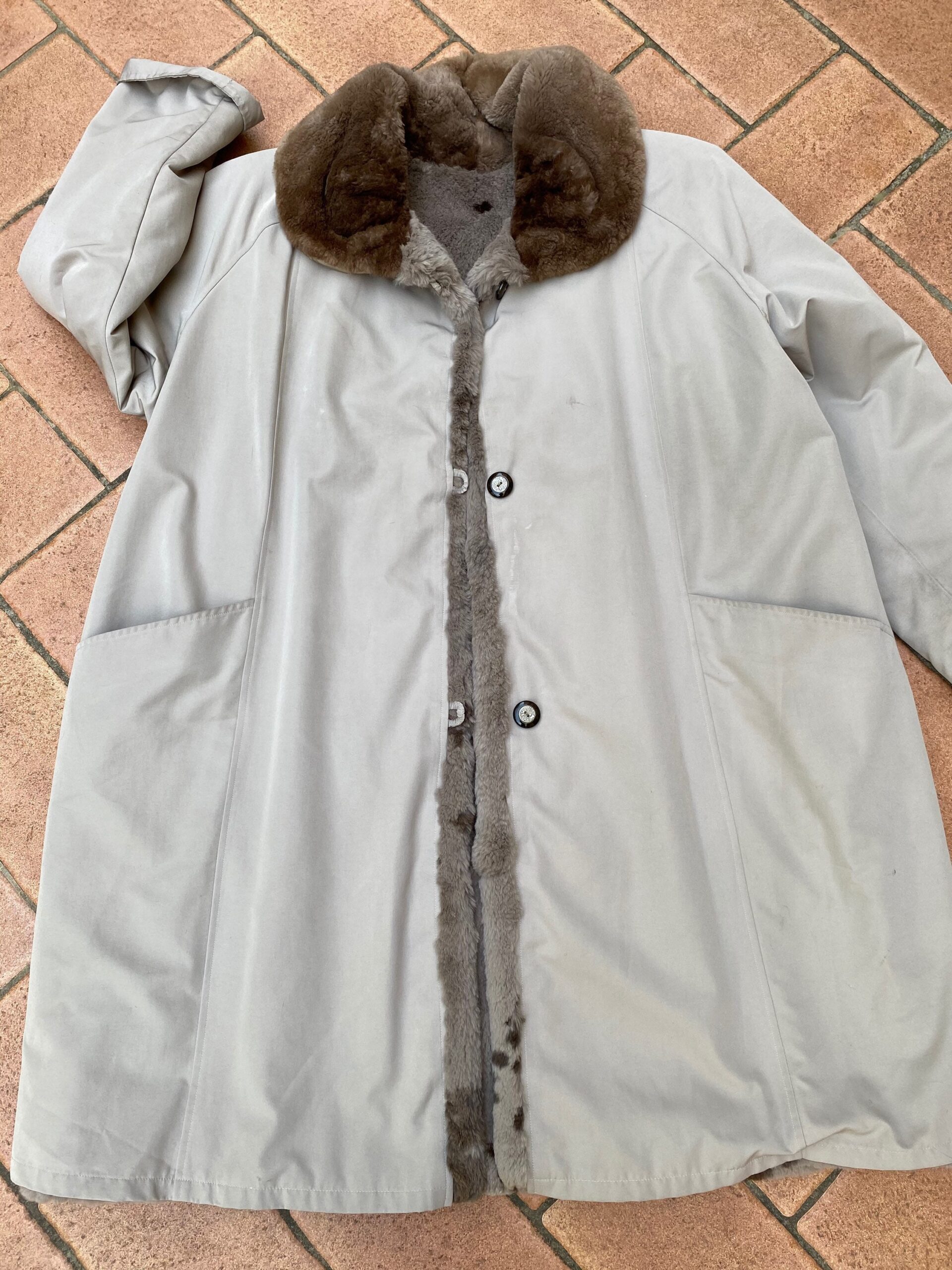 80s Vintage Coat rabbit fur/Vintage gray Landi fur coat/Italian fashion gray coat/Design coat Landi Italy/Fashion coat - immagine 6