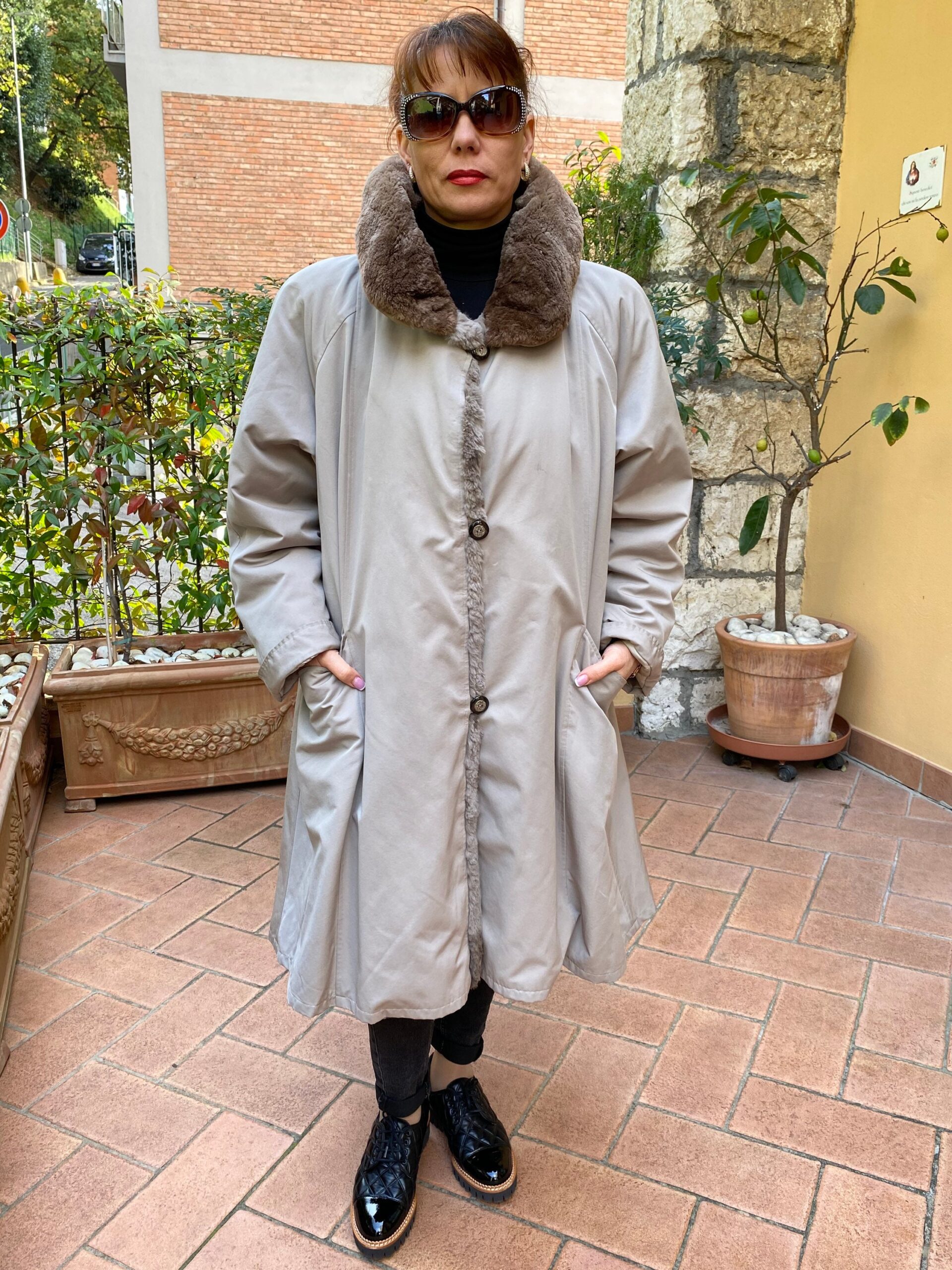 80s Vintage Coat rabbit fur/Vintage gray Landi fur coat/Italian fashion gray coat/Design coat Landi Italy/Fashion coat - immagine 2