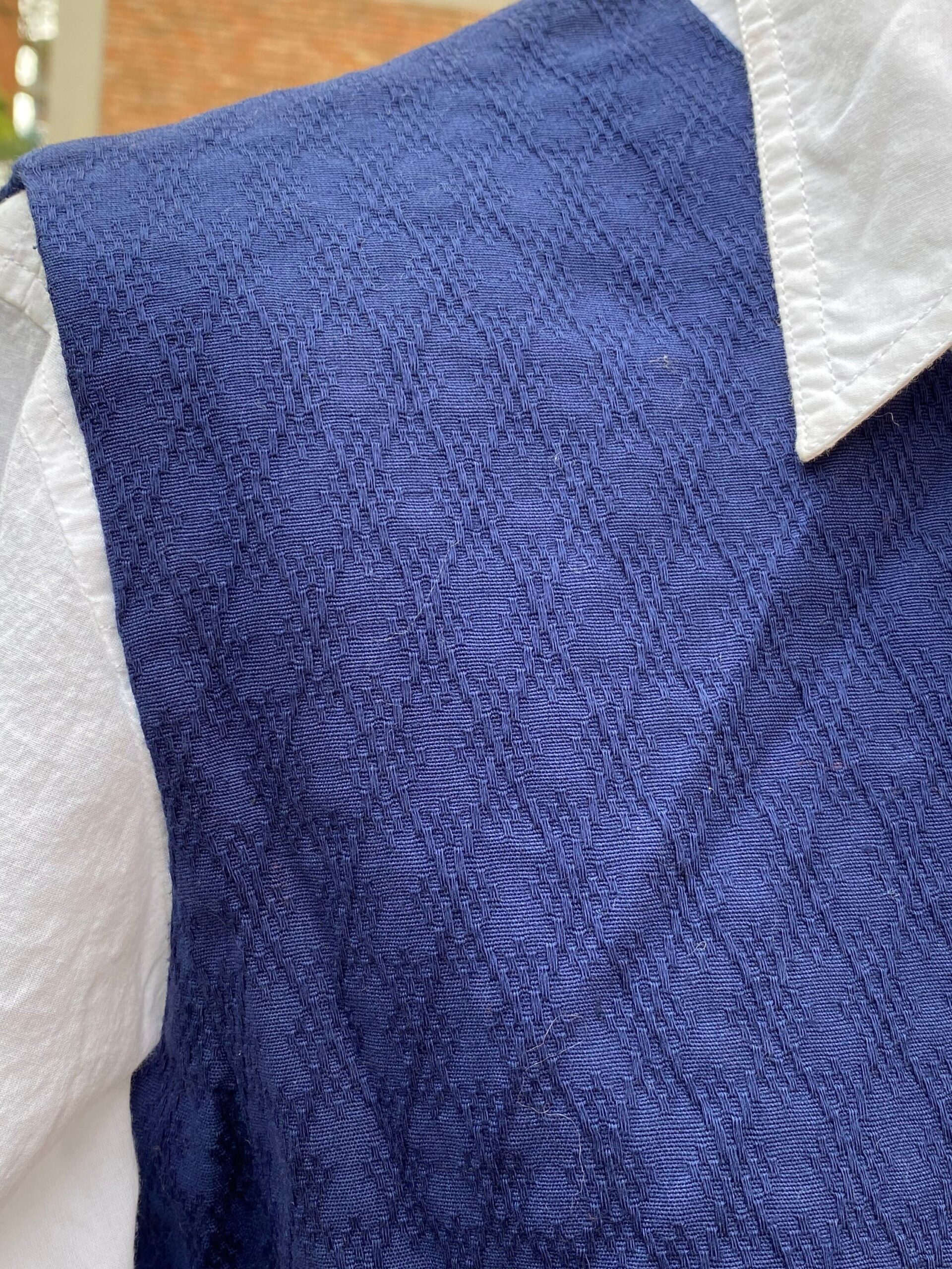 90s vintage vest handmade/Cotton blue vest/Gilet in cotone sartoriale/Vest cotton vintage gilet - immagine 5