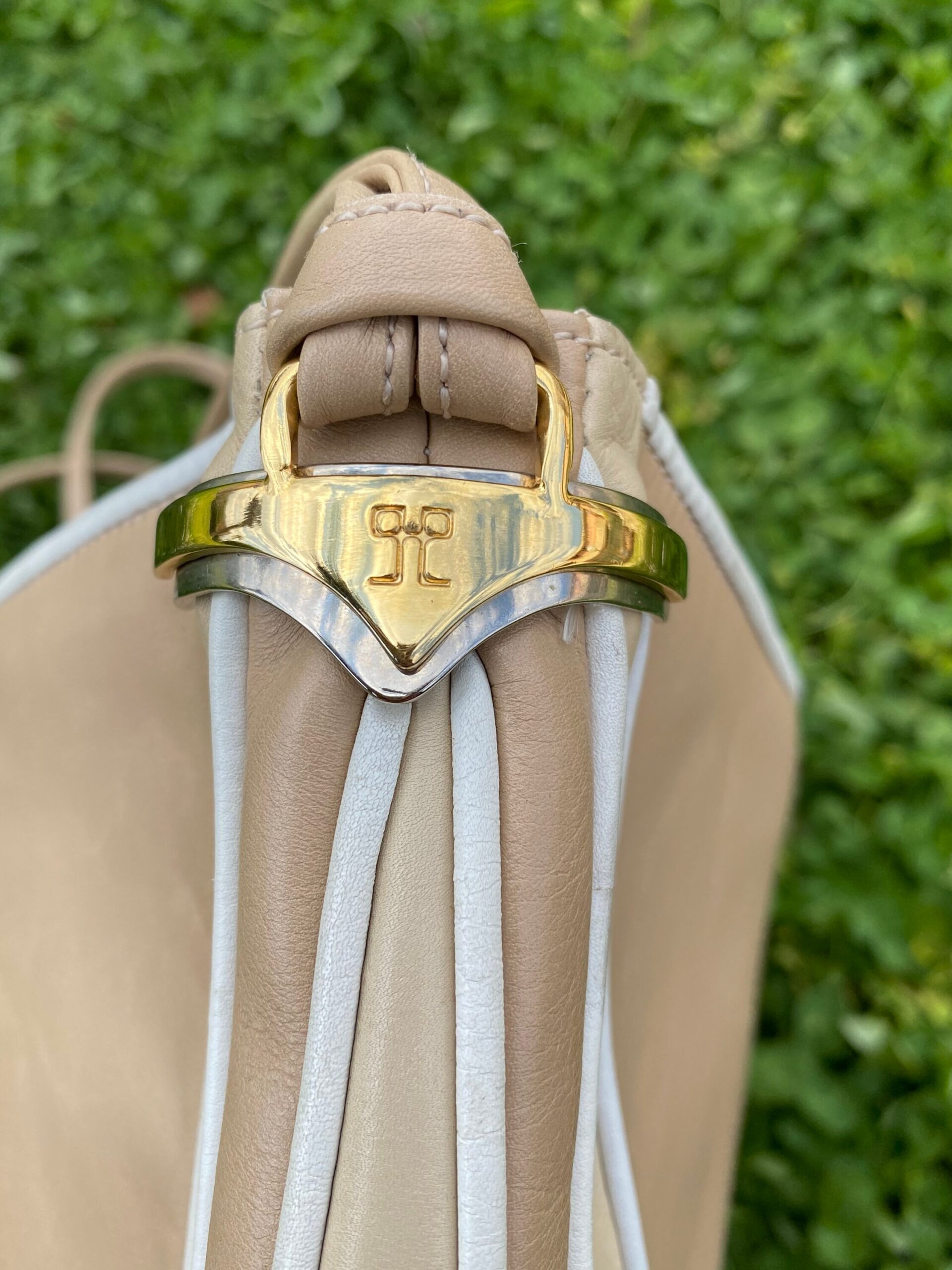 90s Vintage Shoulder bag/Beige ivory leather bag/Fashion bag Italy/Beige leather shoulder bag Design bag Italy - immagine 2