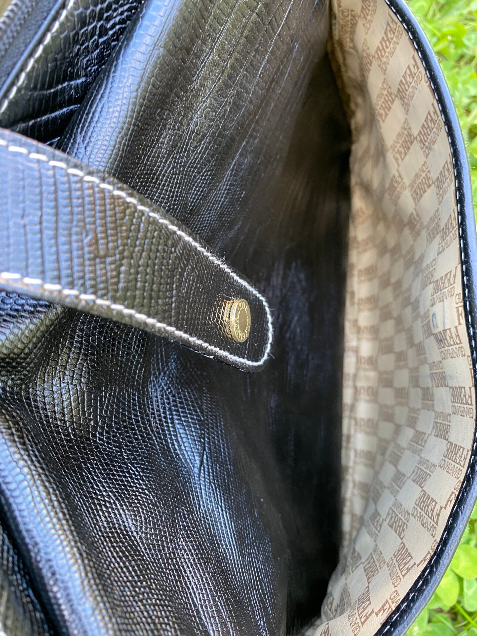 90s Ferre vintage shoulderbag/Craftsman bag GFF/Black leather bag/Office bag Ferre/Shoulderbag Ferre N 38421/Borsa Ferre - immagine 9