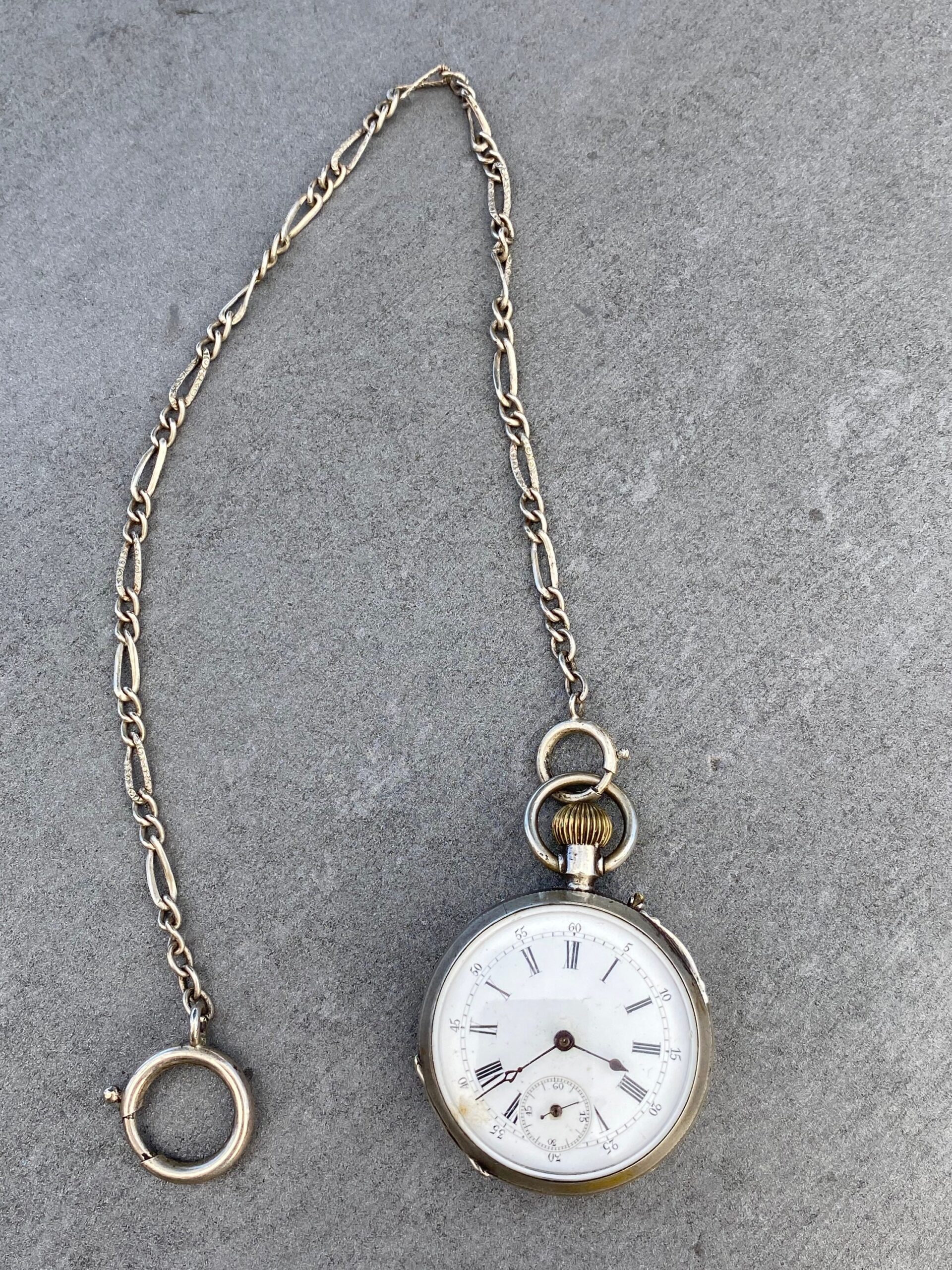 50s Victorian pocket watch Remontoir Cylindre Dix Rubis silver Robert Geneve/Vintage Remontoir pocket watch - immagine 4