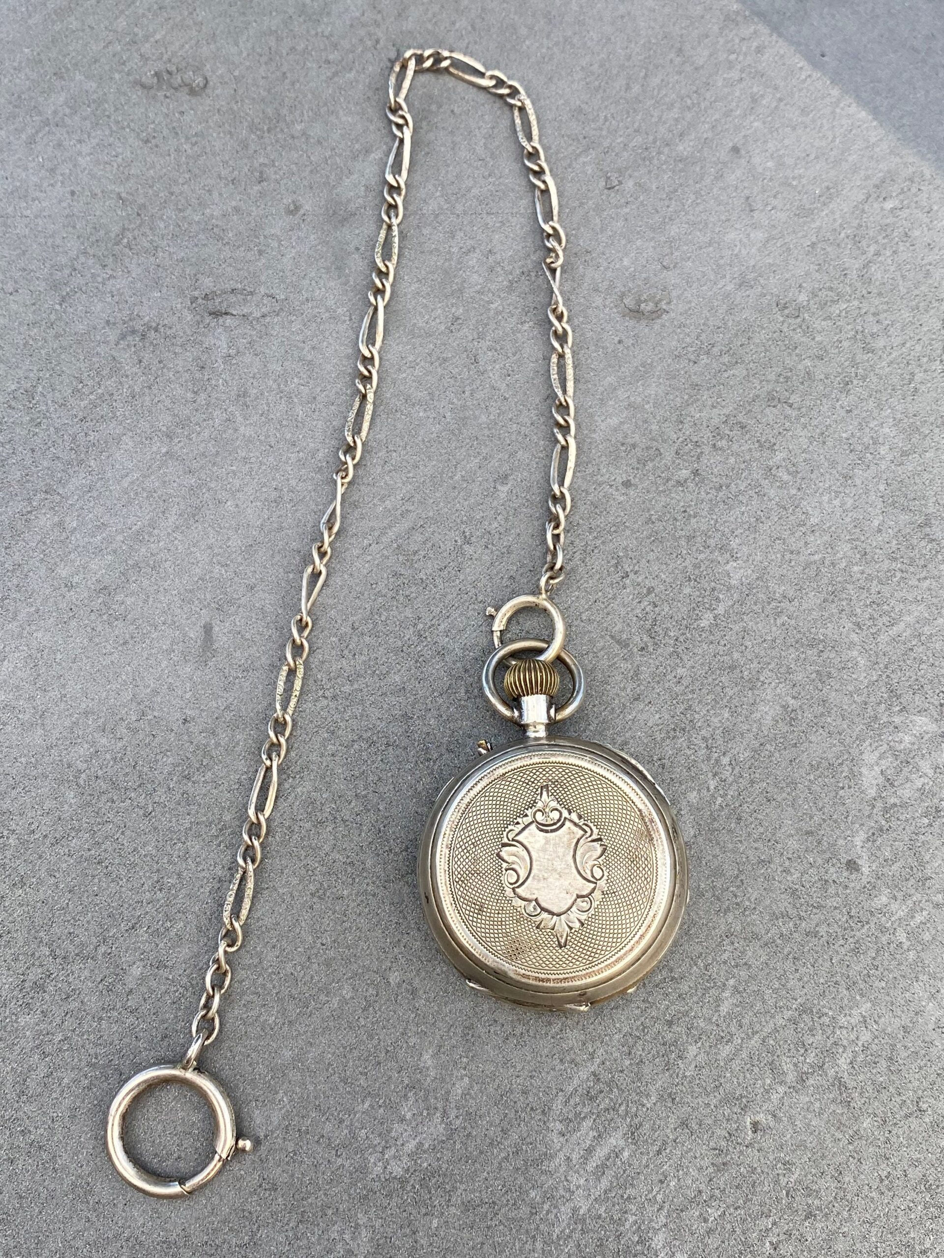 50s Victorian pocket watch Remontoir Cylindre Dix Rubis silver Robert Geneve/Vintage Remontoir pocket watch - immagine 5