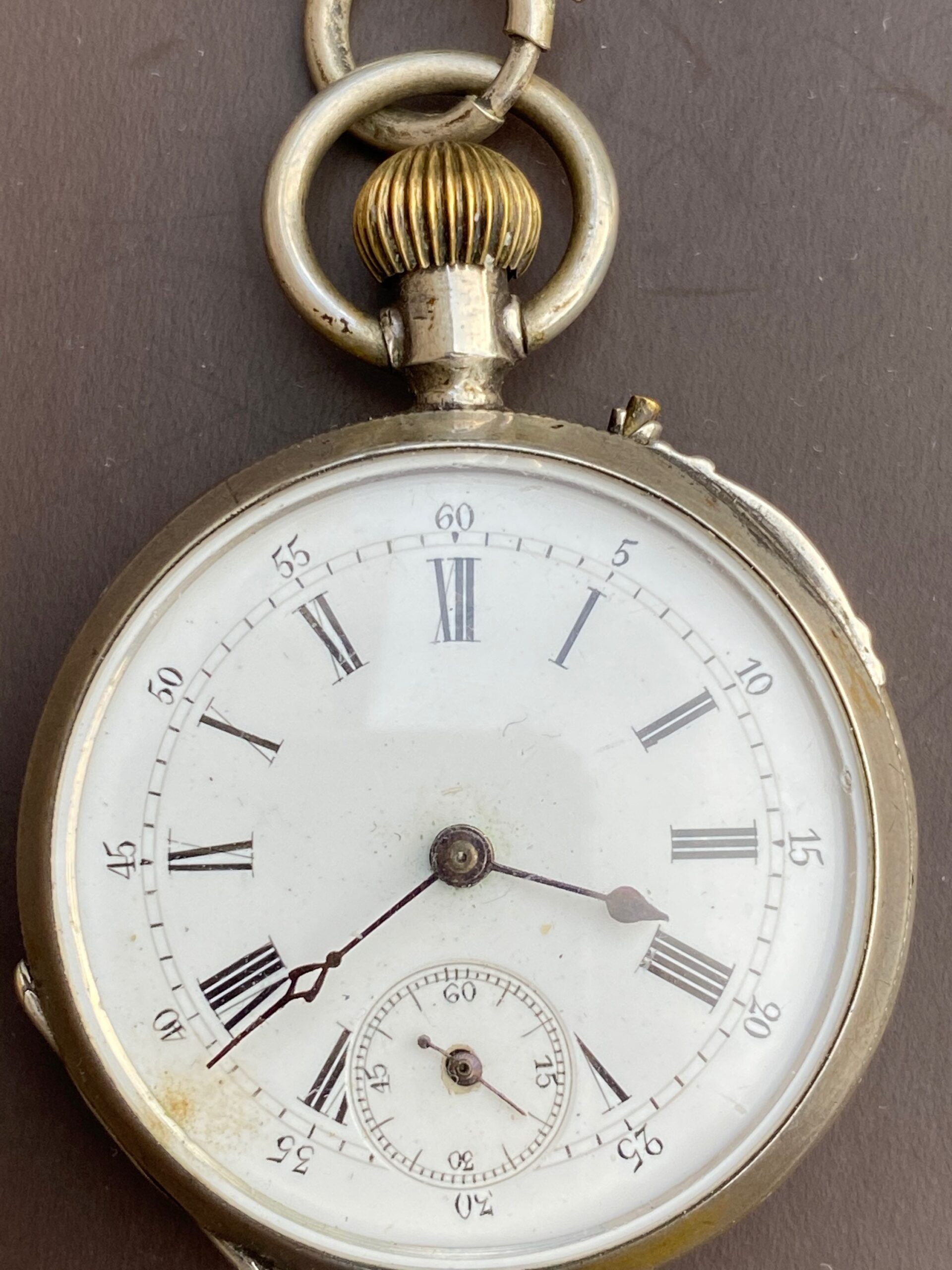 50s Victorian pocket watch Remontoir Cylindre Dix Rubis silver Robert Geneve/Vintage Remontoir pocket watch - immagine 3