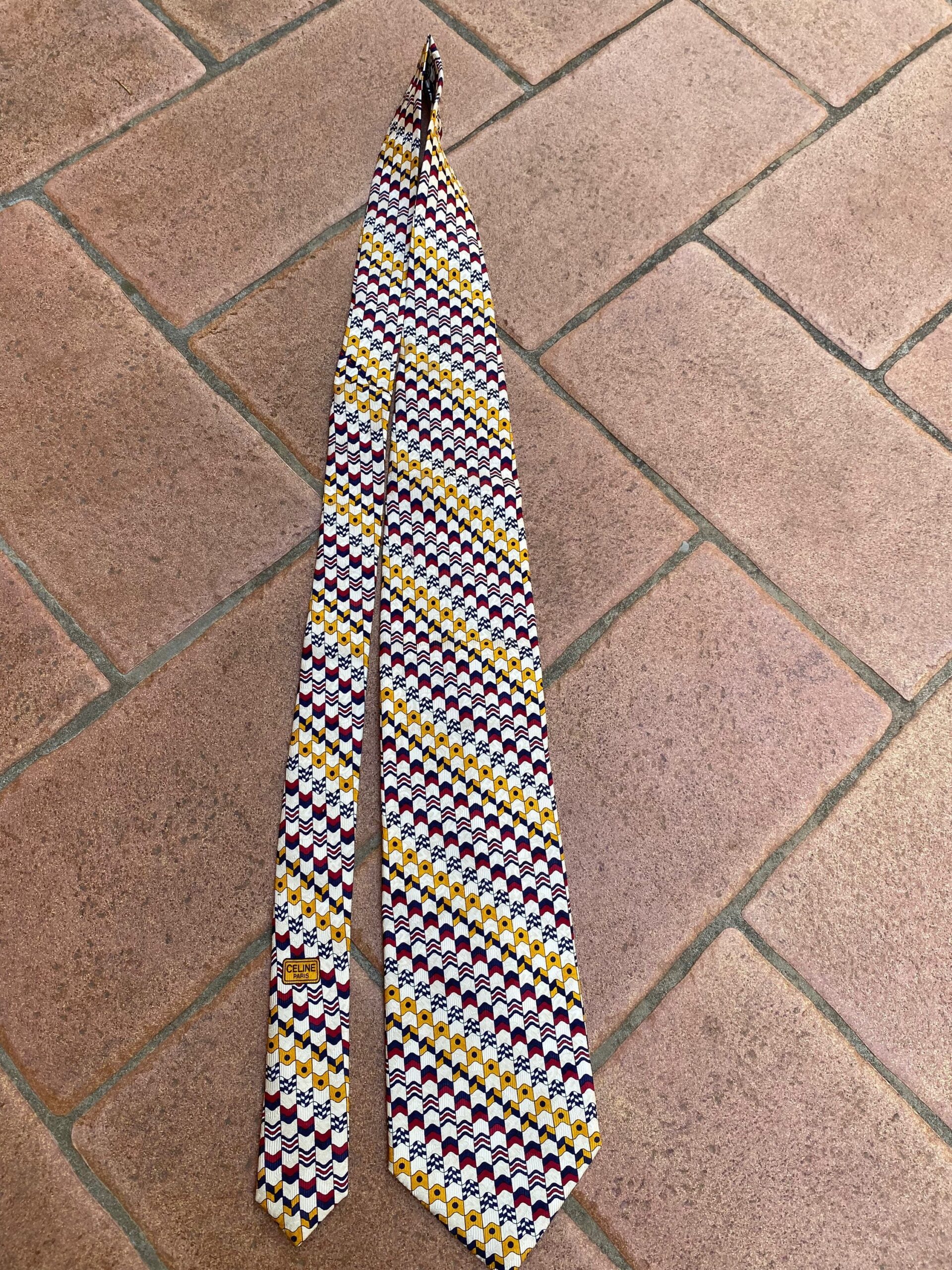 90s Tie Celine/Fashion multicolor silk tie vintage/Design tie Celine/Celine vintage silk tie - immagine 6