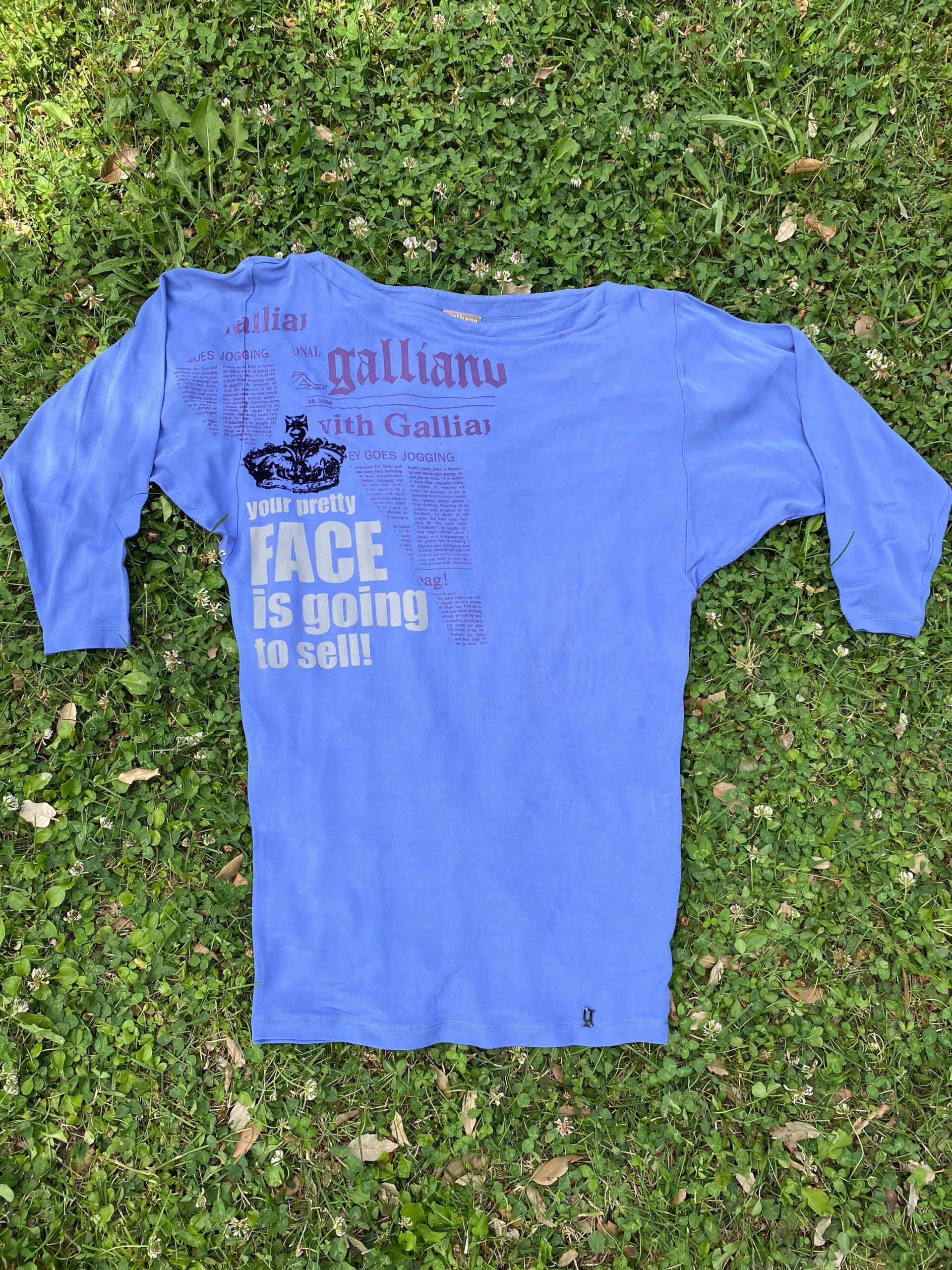 90s Blouse Galliano/Top Design Galliano/Blue dolce vita Galliano/Design shirt Galliano/Maglietta Galliano - immagine 5