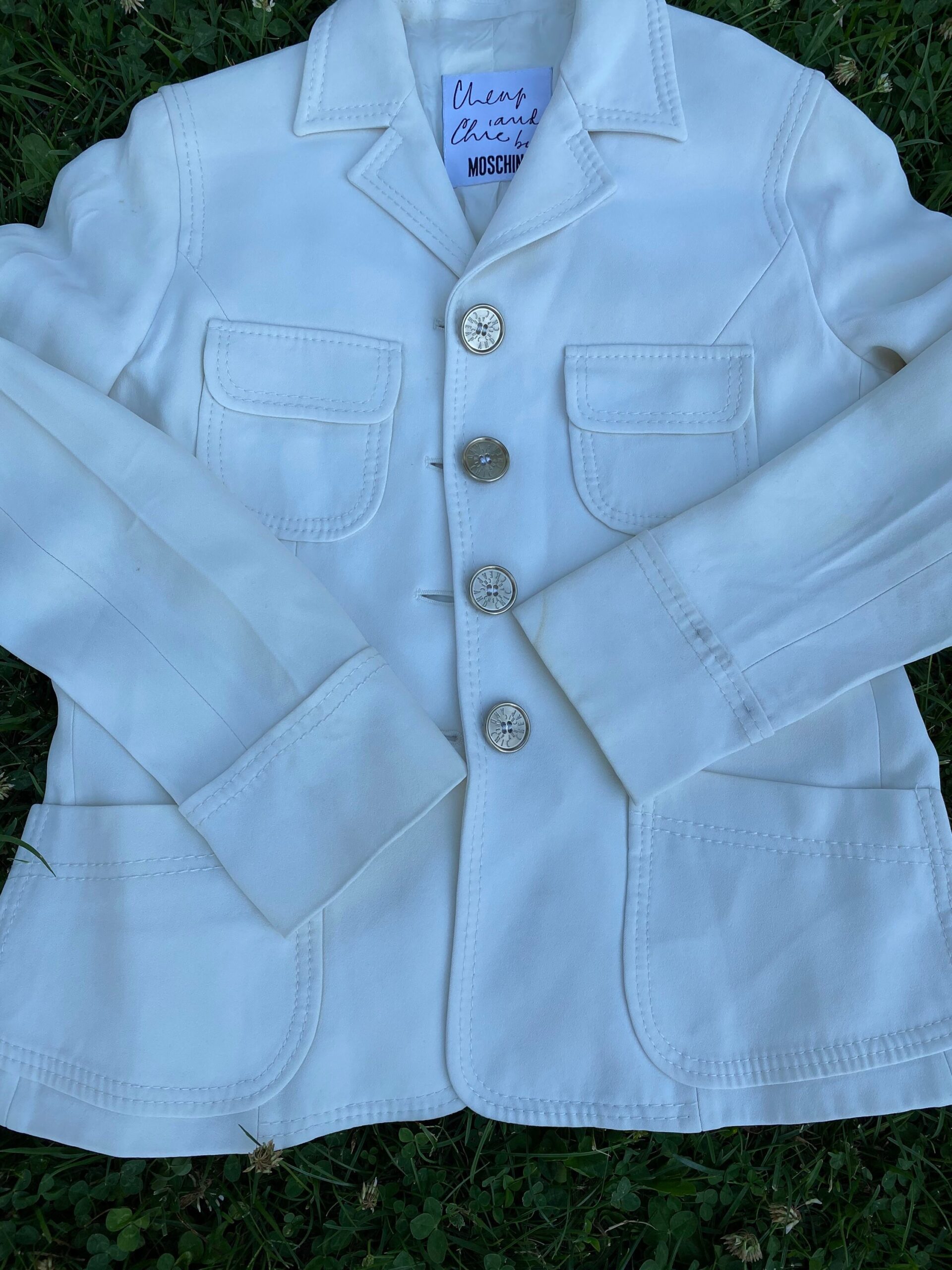 90s Moschino Jacket Vintage/White jacket By Moschino/Moschino jacket vintage/White Moschino jacket/Design jacket By Moschino - immagine 6
