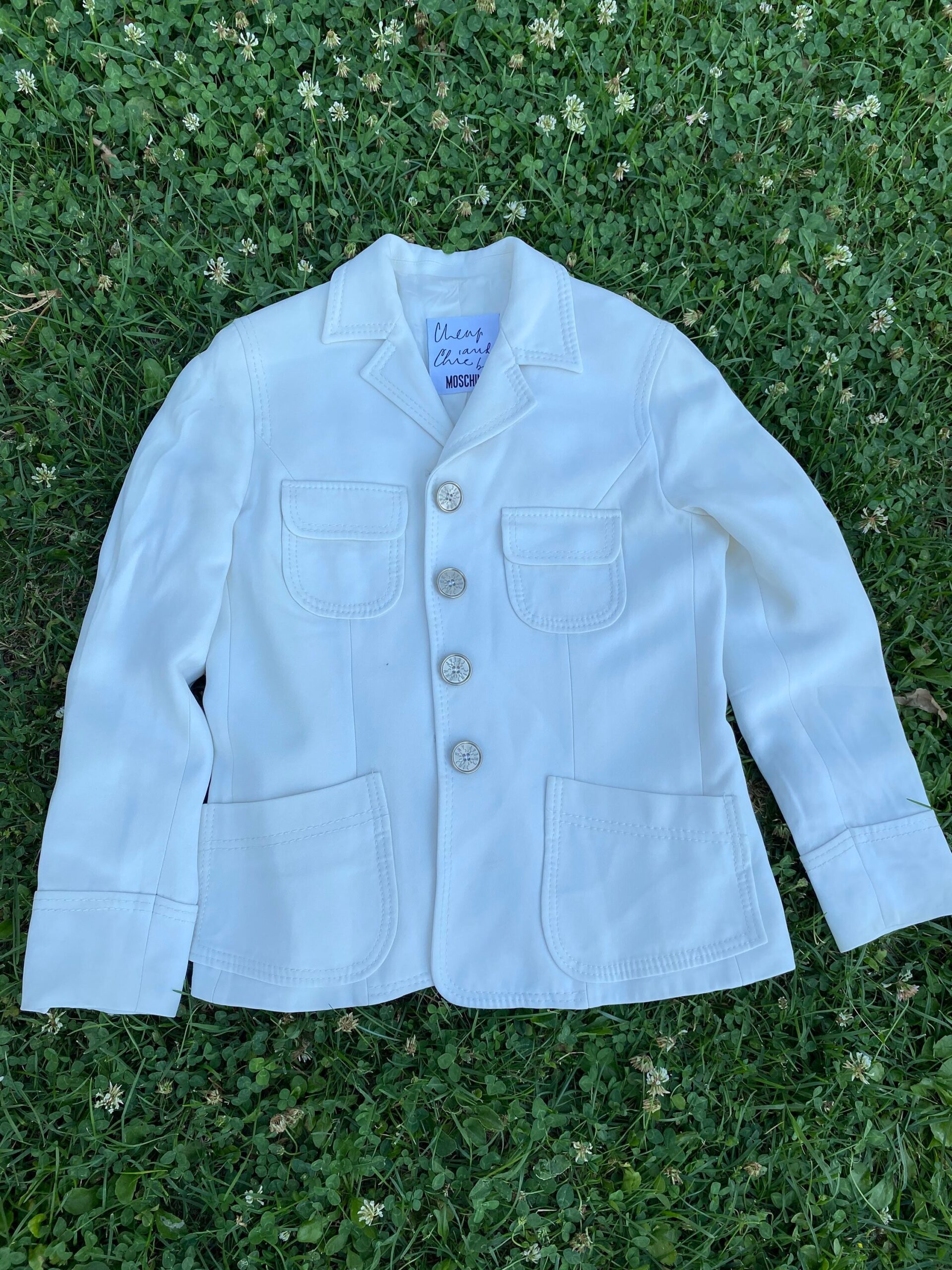 90s Moschino Jacket Vintage/White jacket By Moschino/Moschino jacket vintage/White Moschino jacket/Design jacket By Moschino - immagine 5