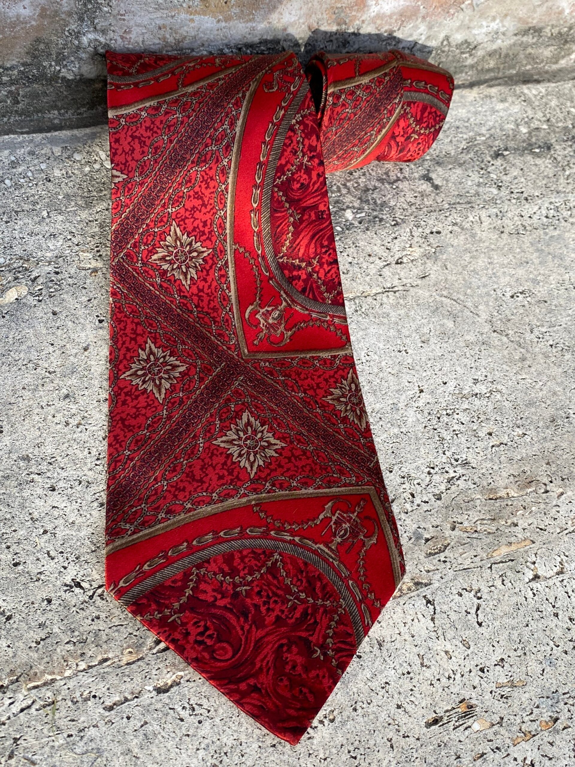80s Vintage tie Gianfranco Ferre/Red gray tie silk/Design tie Ferre/Gianfranco Ferre vintage silk tie - immagine 9