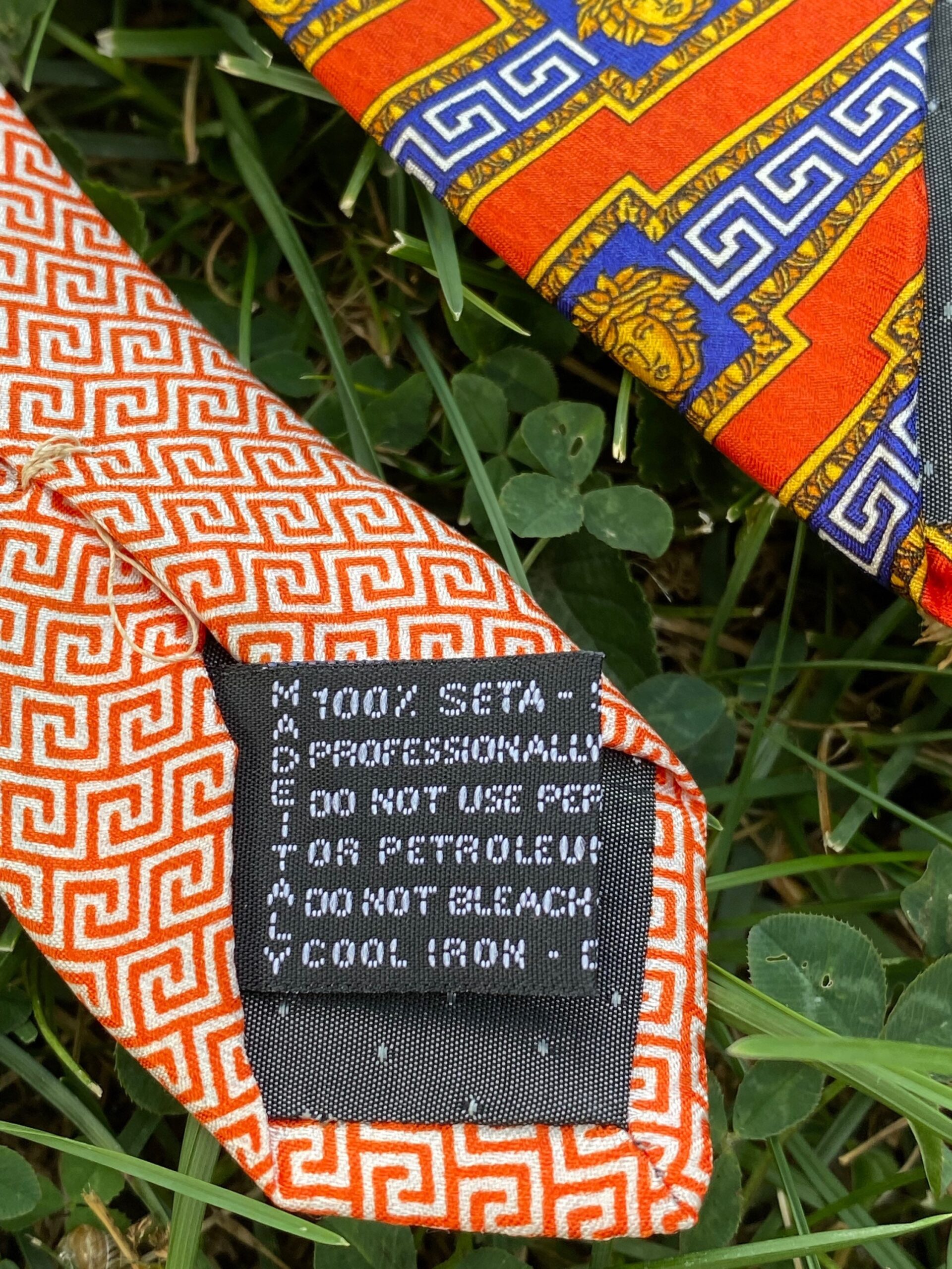 90s Vintage tie Gianni Versace Medusa Couture/Fashion orange blue tie silk/Design tie Versace/Gianni Versace vintage silk tie - immagine 8