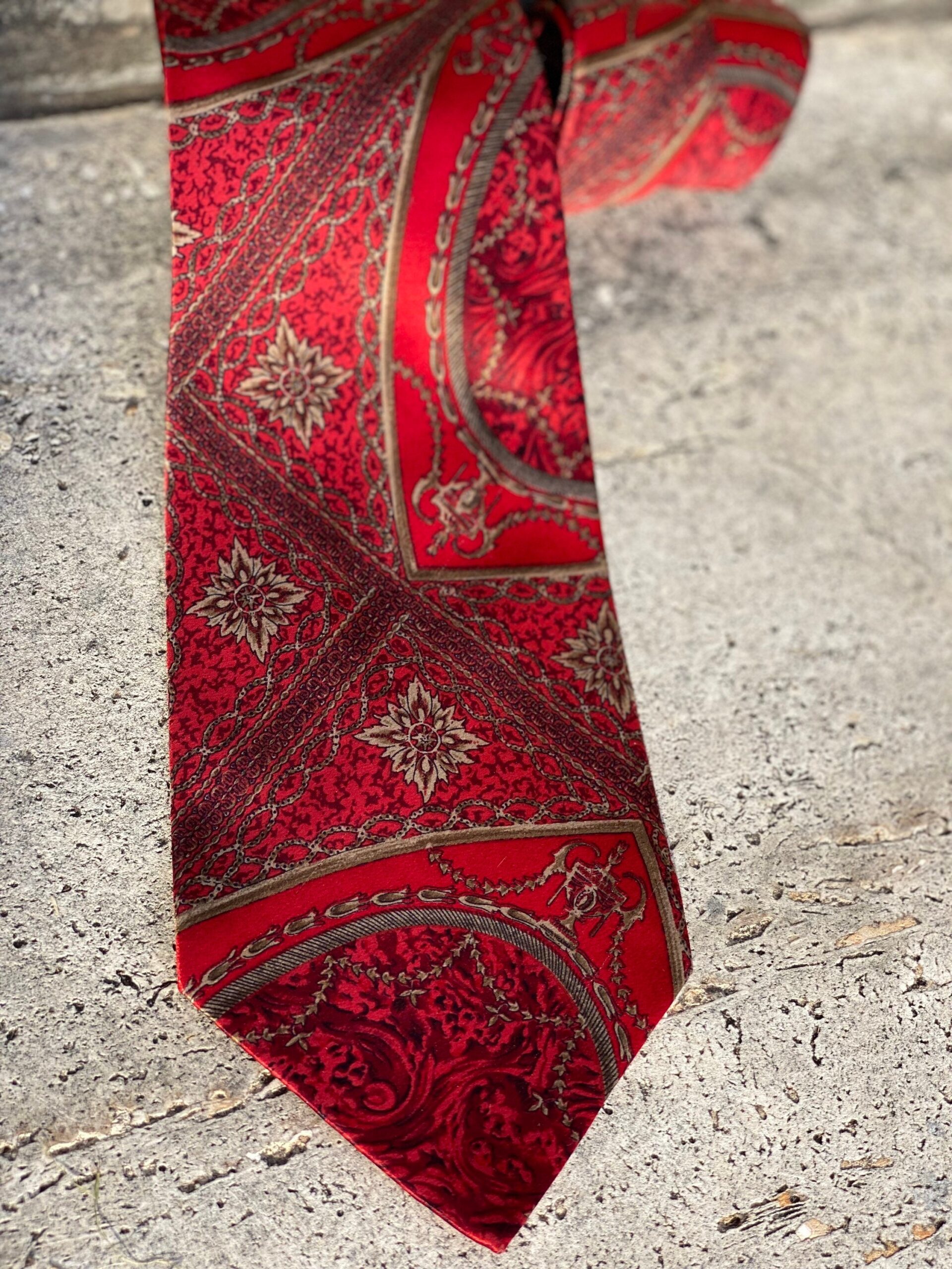 80s Vintage tie Gianfranco Ferre/Red gray tie silk/Design tie Ferre/Gianfranco Ferre vintage silk tie - immagine 10