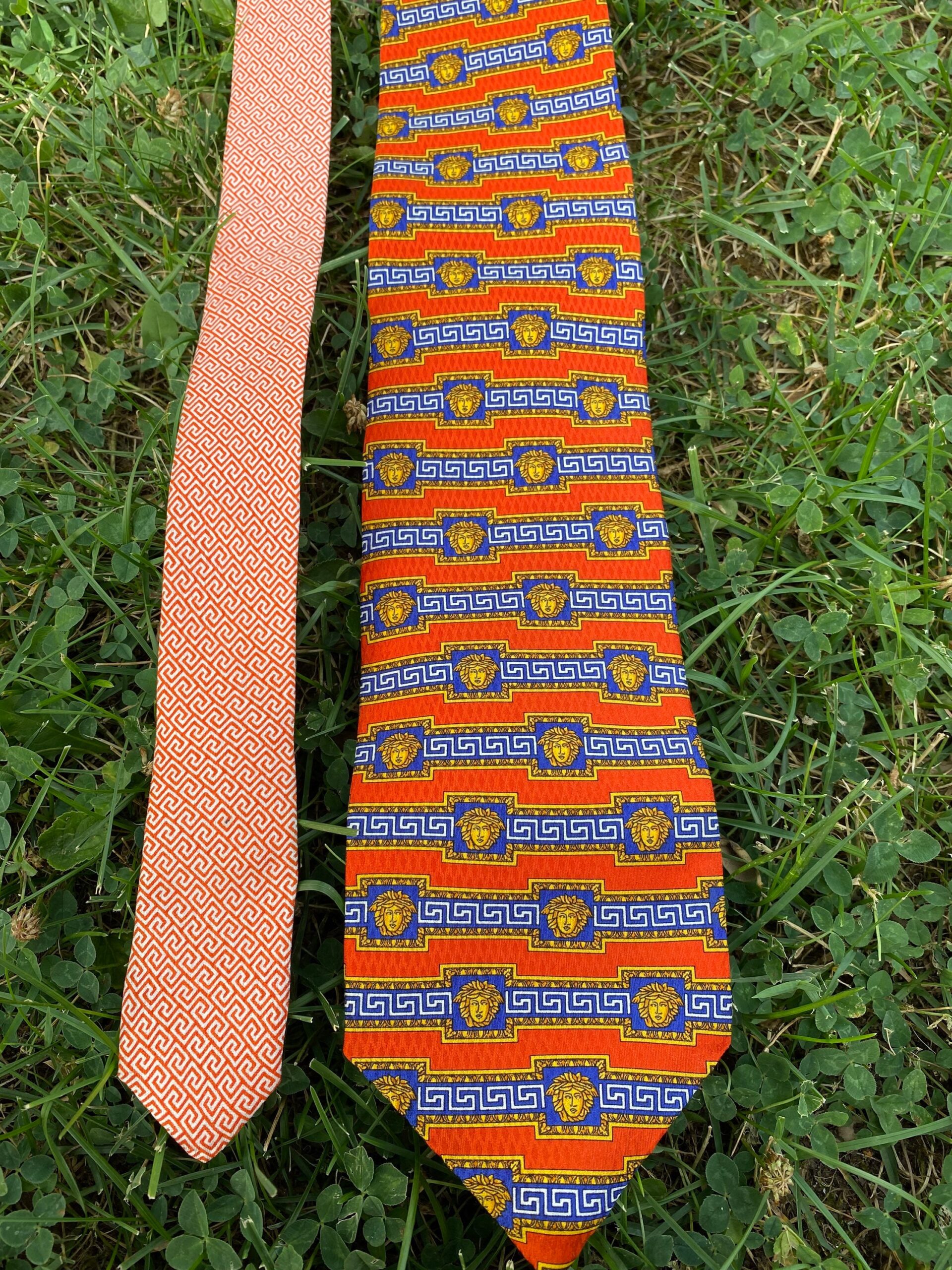 90s Vintage tie Gianni Versace Medusa Couture/Fashion orange blue tie silk/Design tie Versace/Gianni Versace vintage silk tie - immagine 5