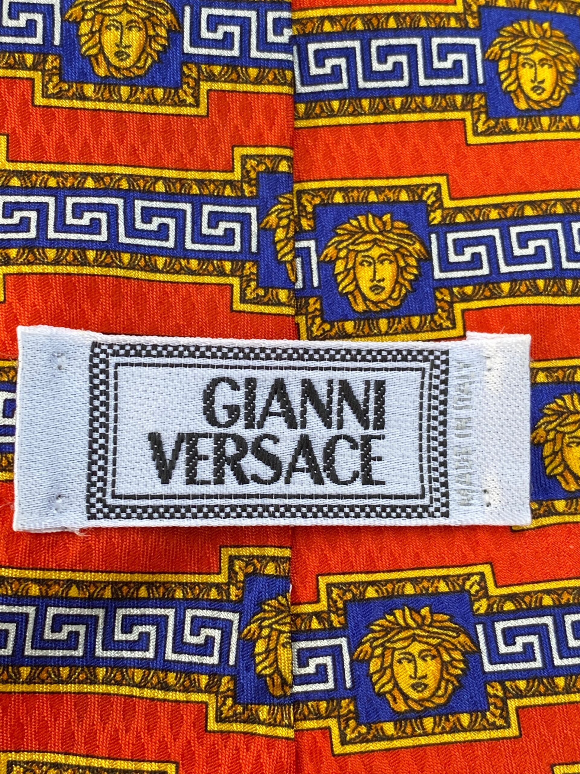 90s Vintage tie Gianni Versace Medusa Couture/Fashion orange blue tie silk/Design tie Versace/Gianni Versace vintage silk tie - immagine 7