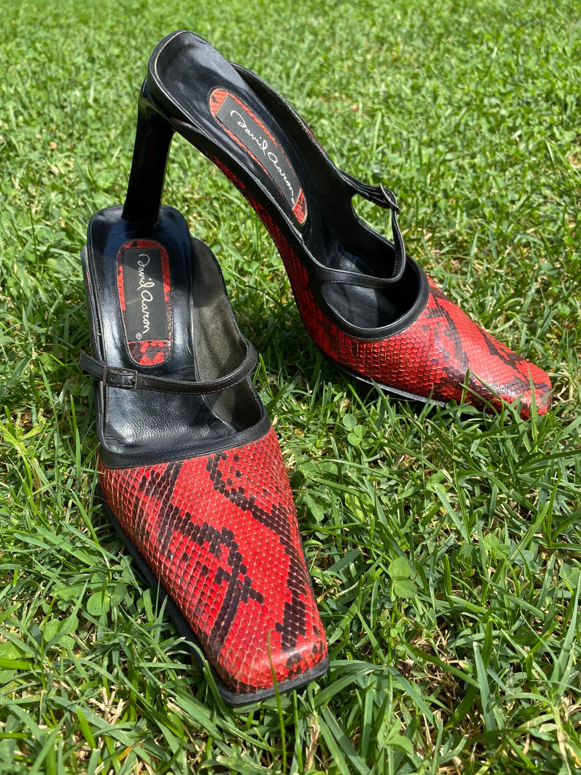 90s Vintage python sabot/Bordeaux sabot/Sabot David Aaron/Leather python/Shoes David Aaron/Designer sabot python