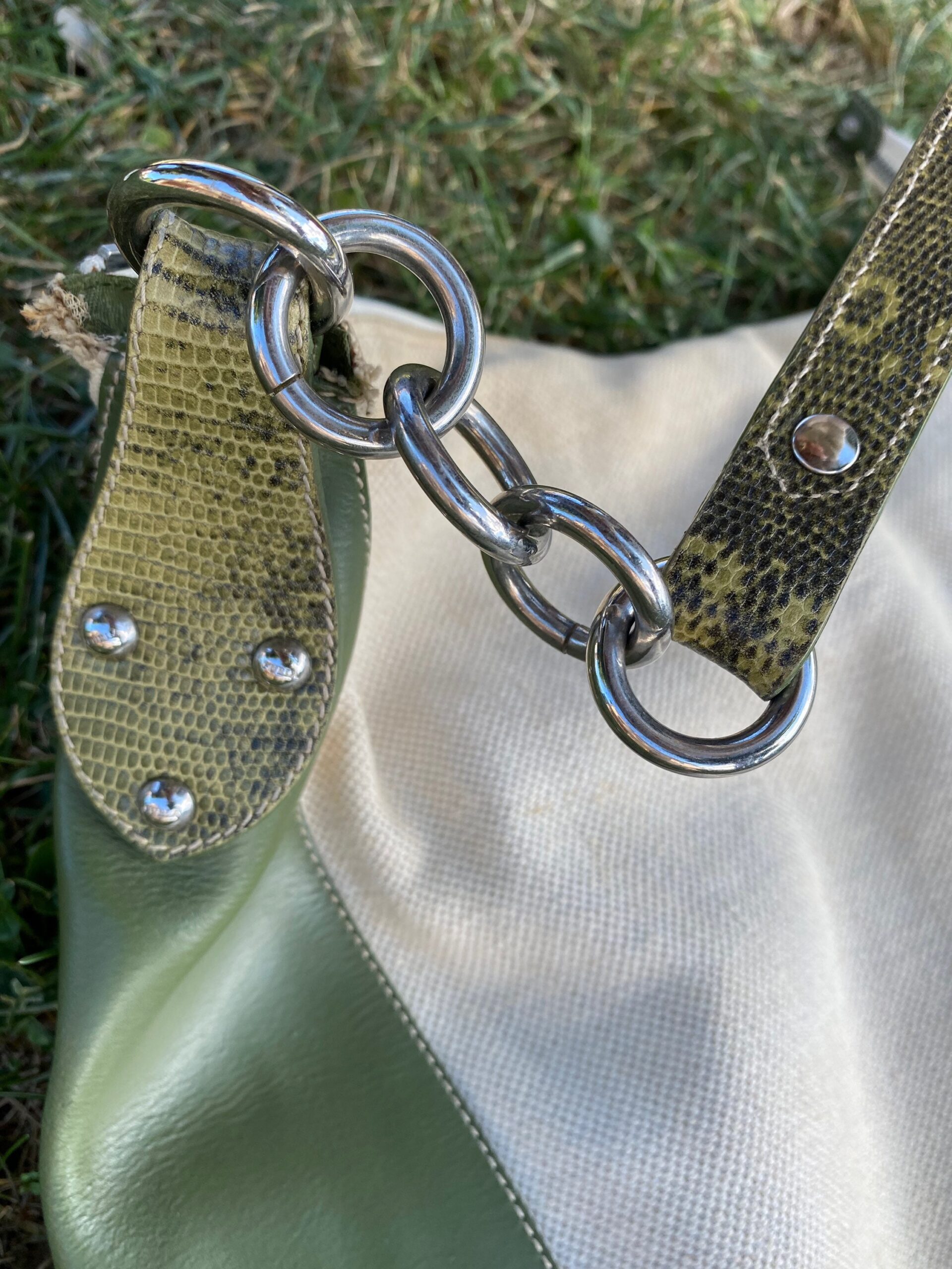 90s Tote bag Design Furla/Ivory canvas leather bag/Shoulderbag Furla/Fashion sack bag/Vintage bag Furla/Borsa Furla - immagine 4