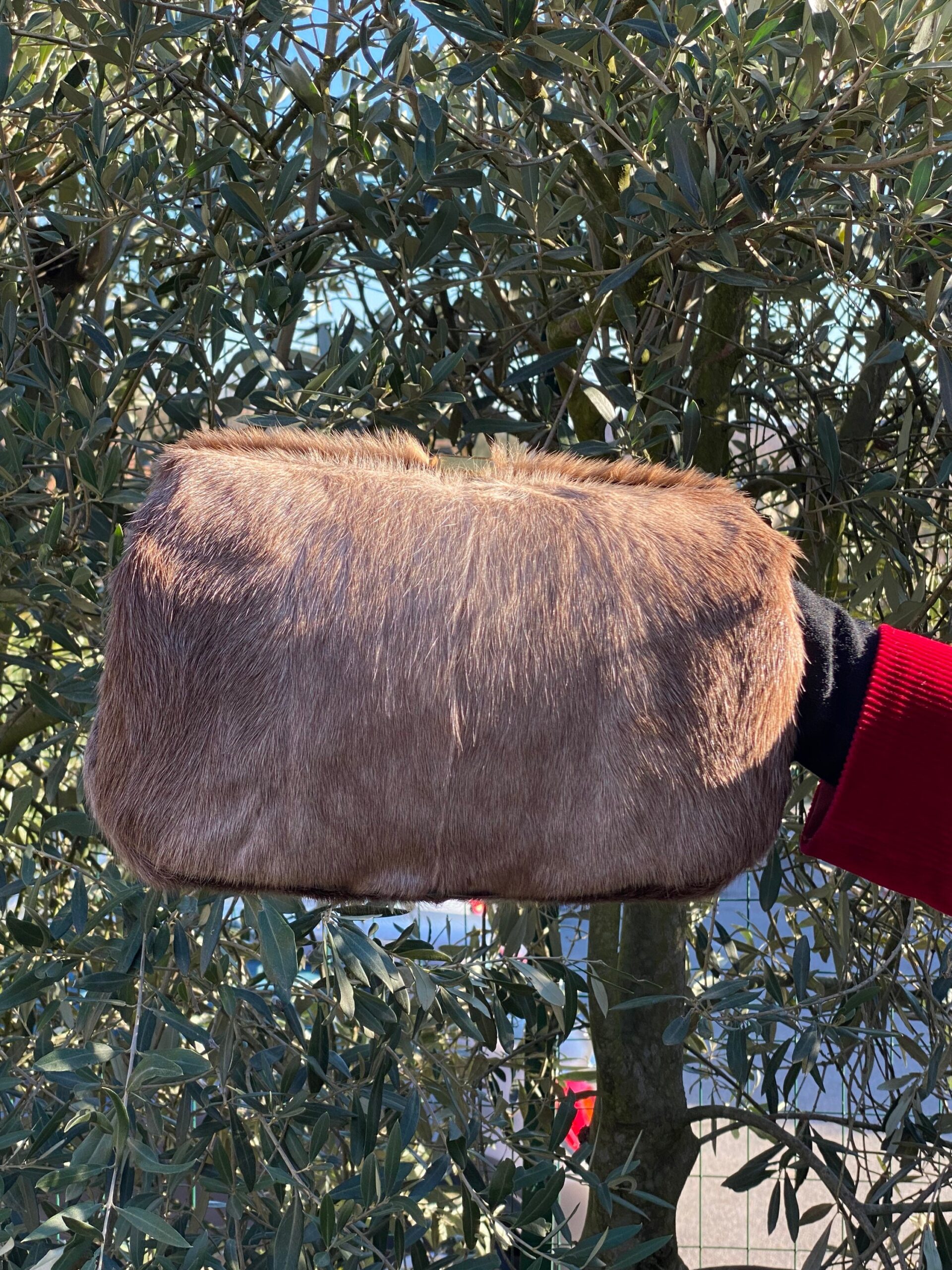 1950 Vintage clutch bag Artisan Florence Italy/Gray clutch bag leather/Design Pochette with headphones Fur clutch bag Artigiani Fiorentini - immagine 9