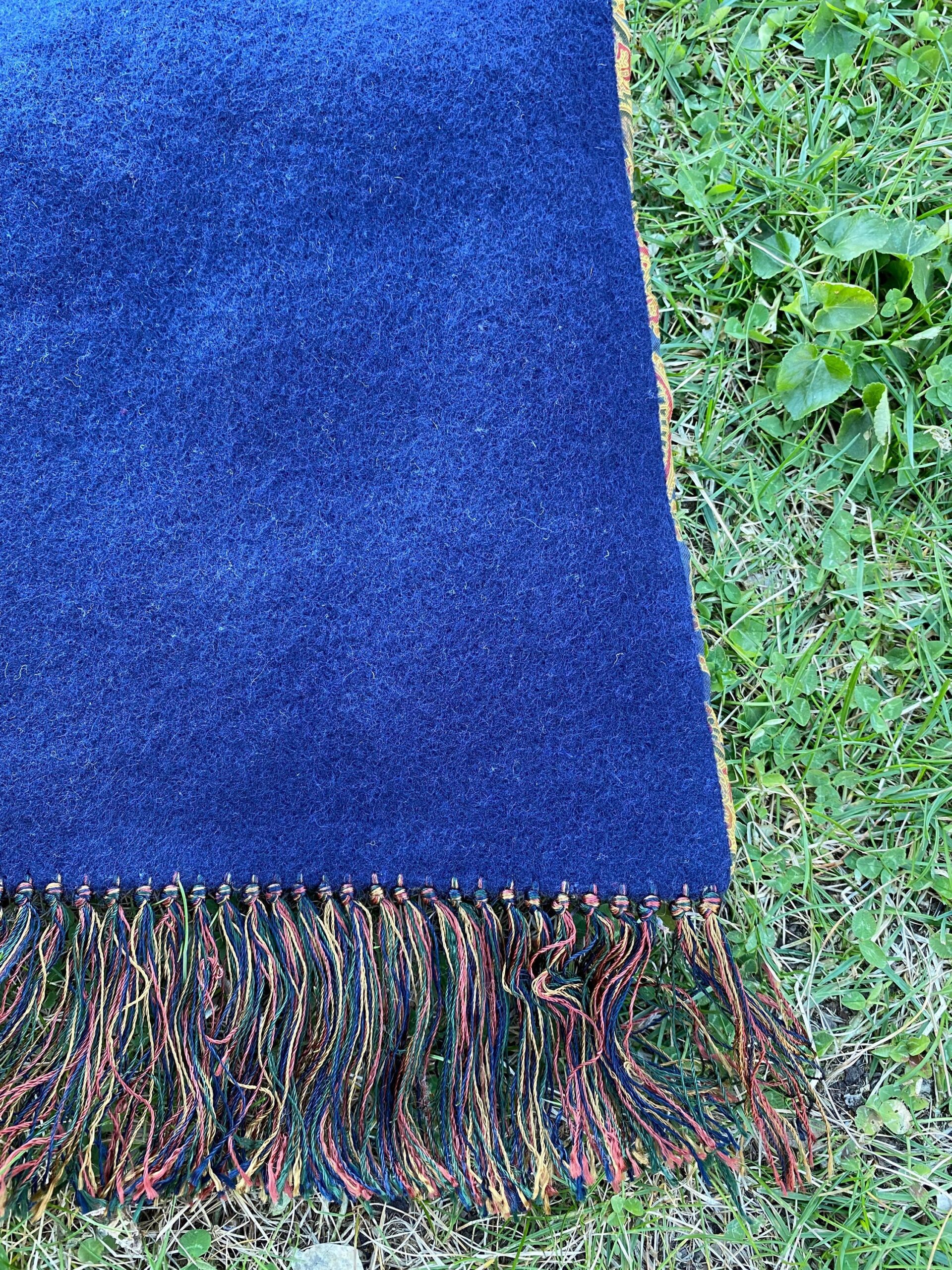 90s Vintage scarf wool silk Vivax By Sambrook Witting London/Blue gold scarf wool silk/Vivax wool silk scarf/Design double face scarf - immagine 5