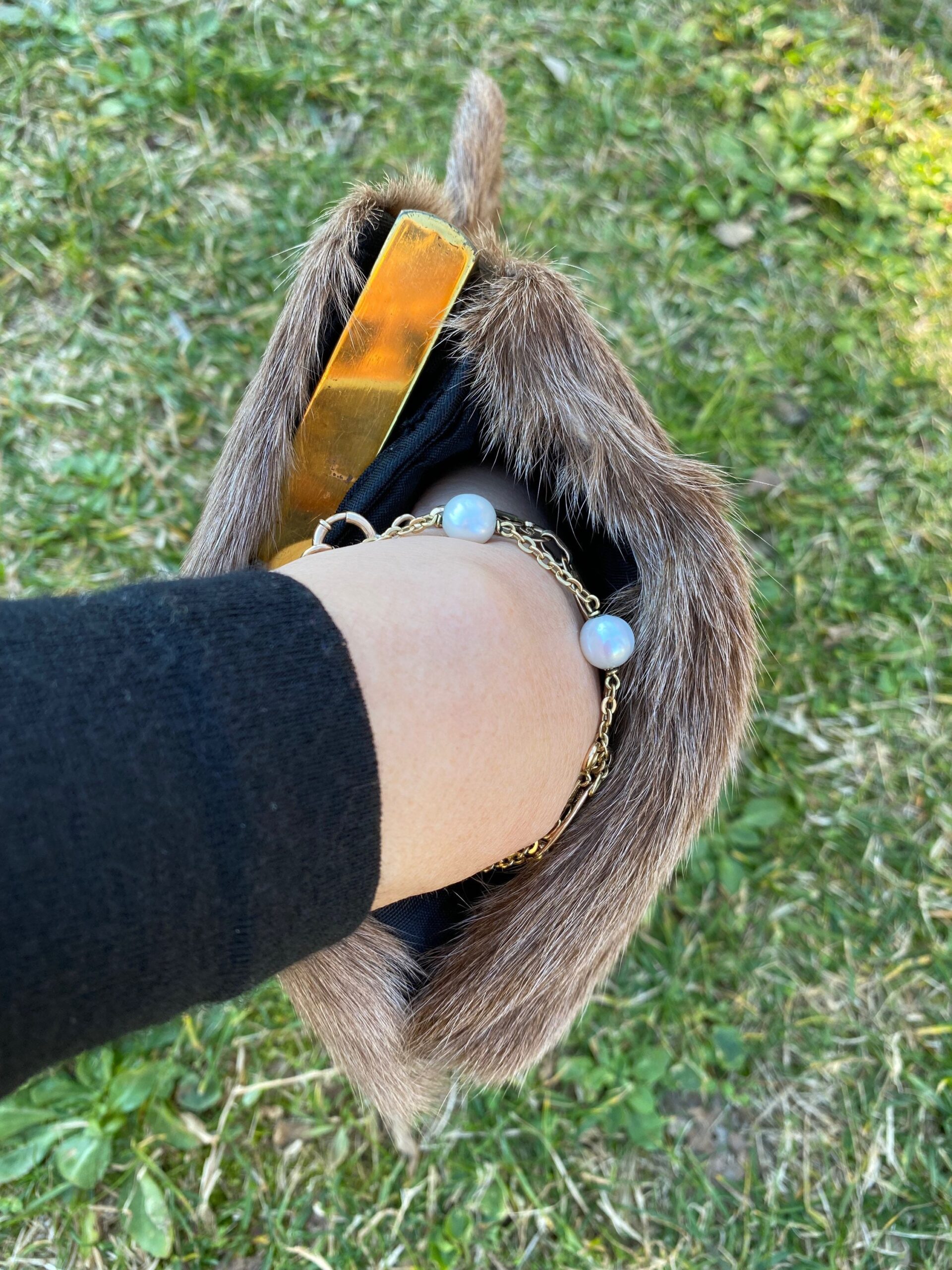 1950 Vintage clutch bag Artisan Florence Italy/Gray clutch bag leather/Design Pochette with headphones Fur clutch bag Artigiani Fiorentini - immagine 5