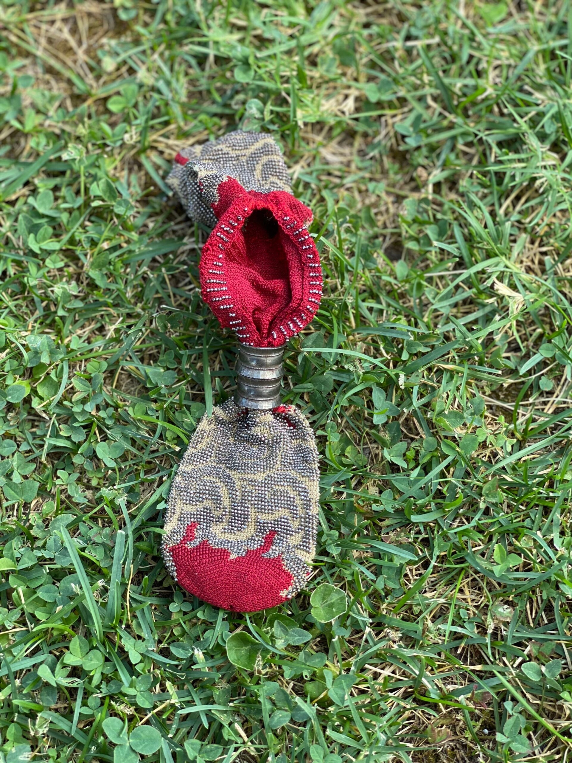 1840-1860 Vintage Miser bags America and England/Red bag miser/Victorian coin purse knit/Stingy 1840-1860 - immagine 4