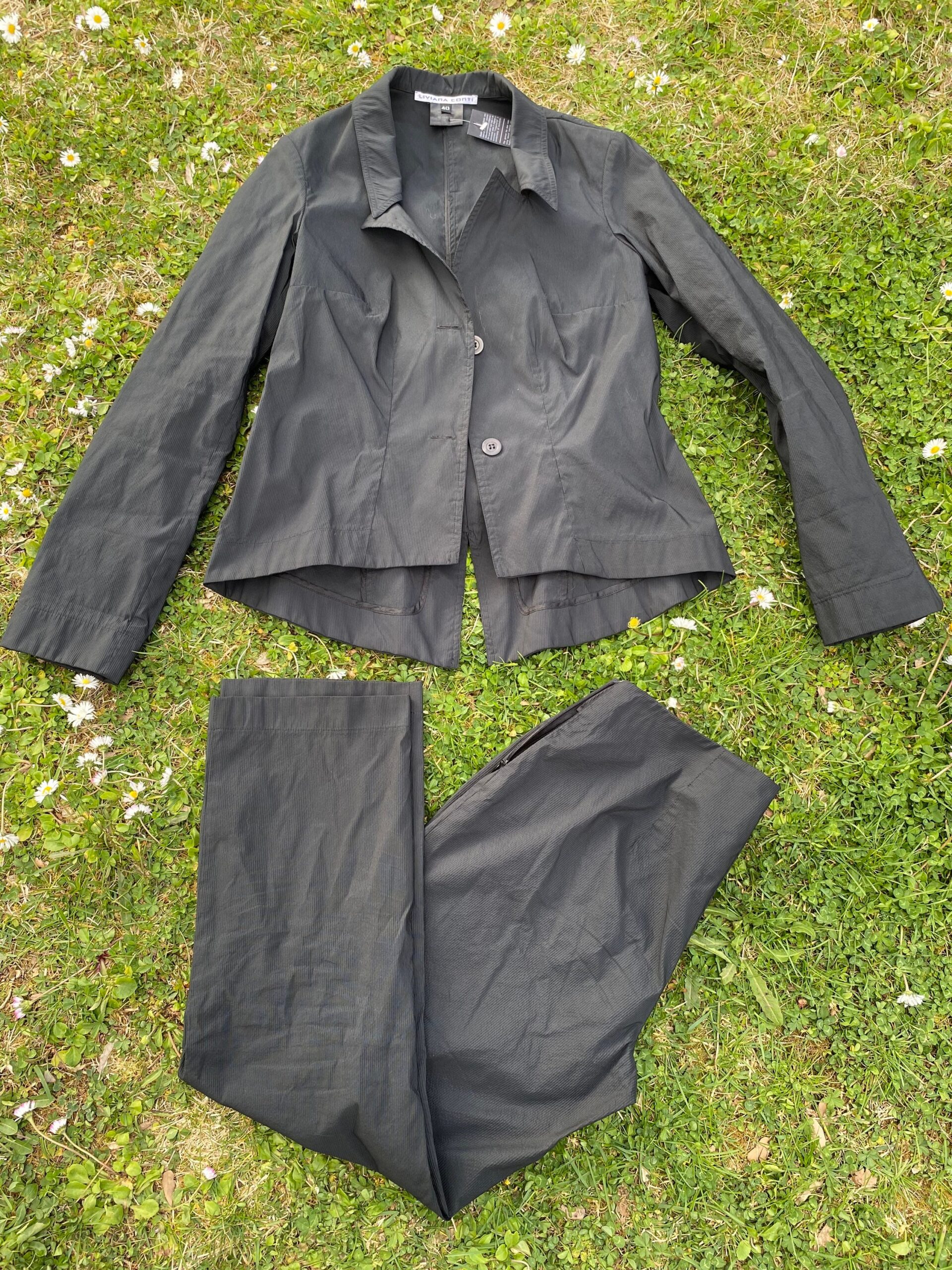 90s Vintage suit Liviana Conti/Vintage set/Black suit for vintage women/Design set pants jacket/Black suit jacket pants
