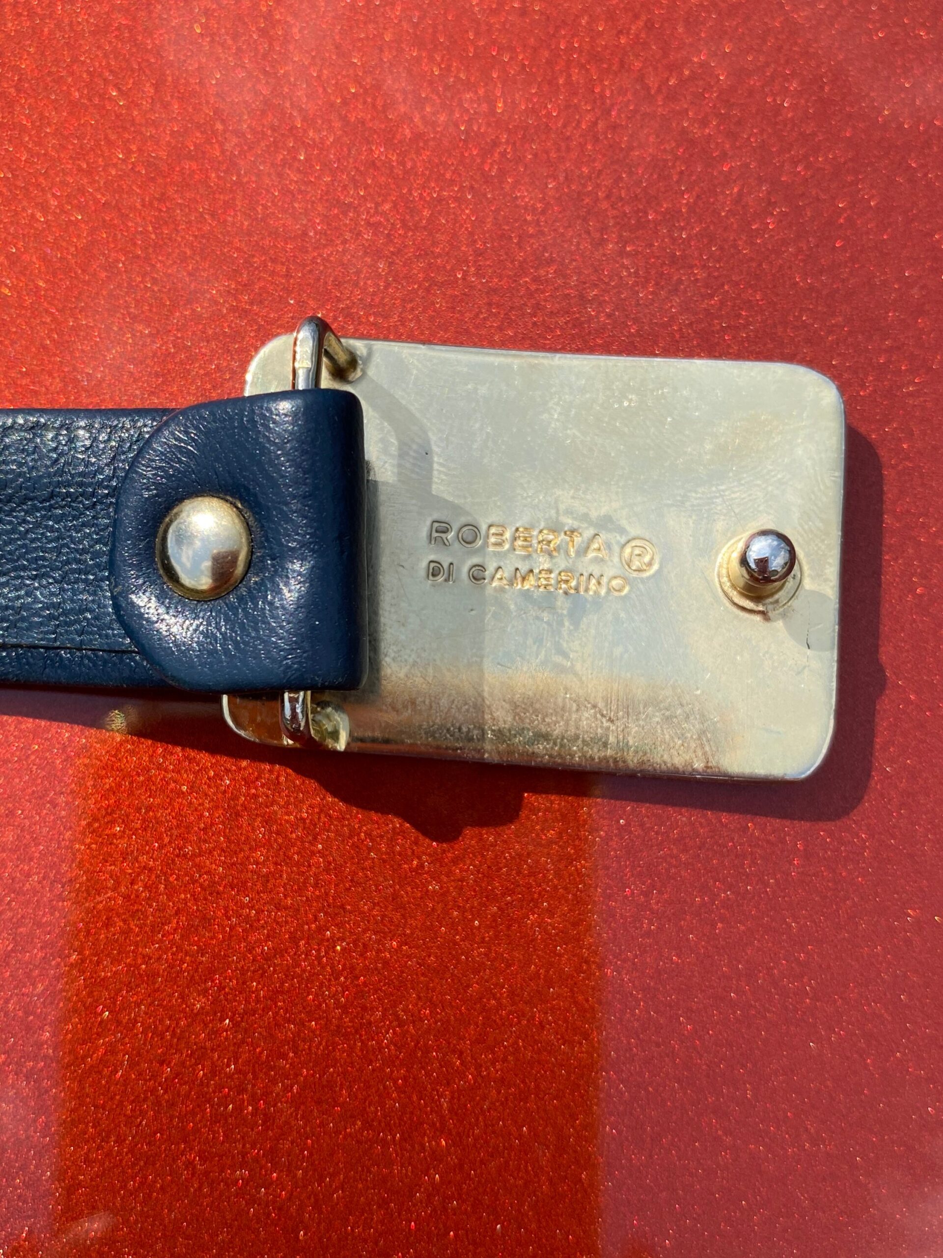 60s Vintage authentic belt Roberta Di Camerino/Blue belt leather/Cintura Roberta Di Camerino vintage/Fashion design rare belt - immagine 4