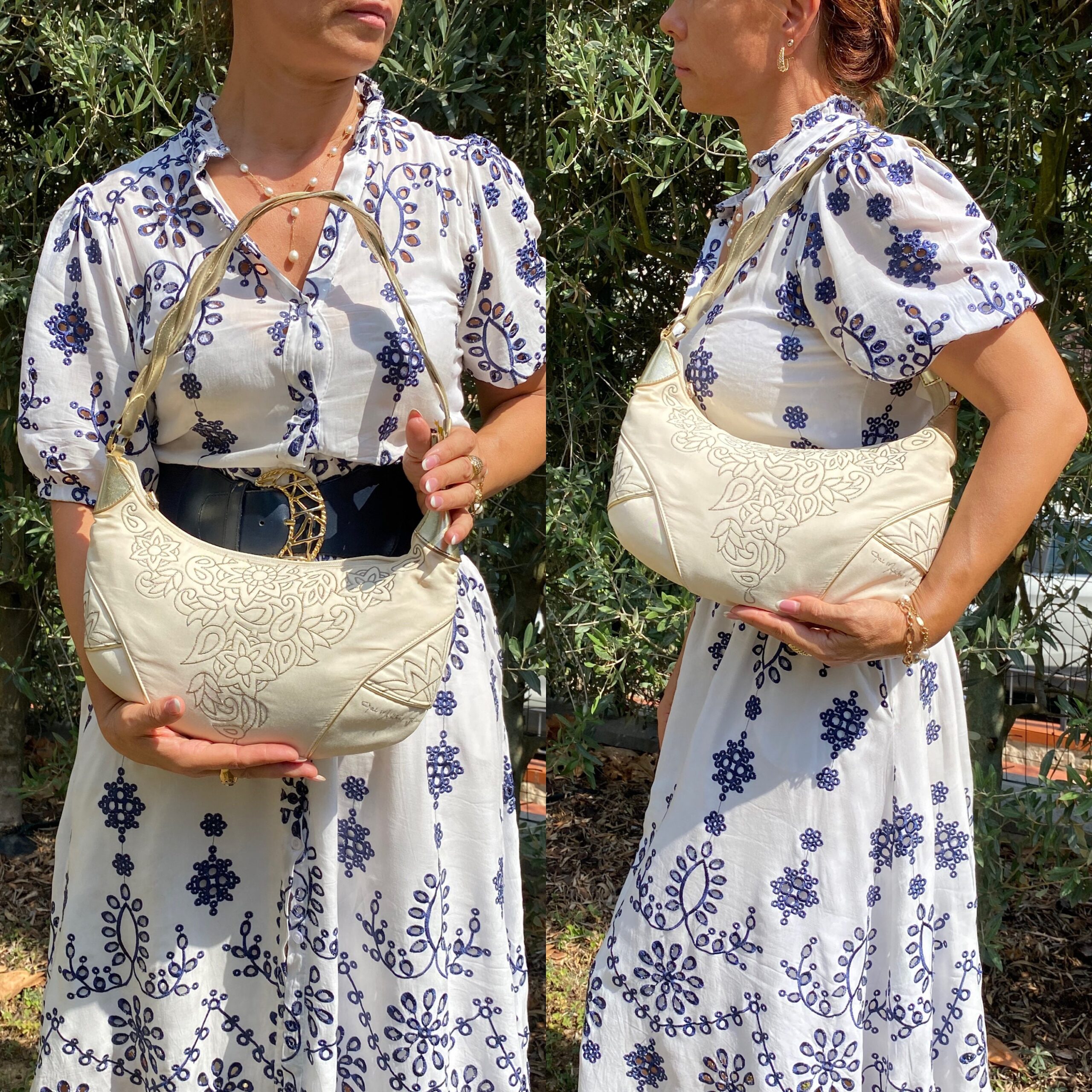90s vintage Clutch Gai Mattiolo Jeans/White silver Clutch nylon/Handbag Gai Mattiolo/Design Clutch - immagine 10