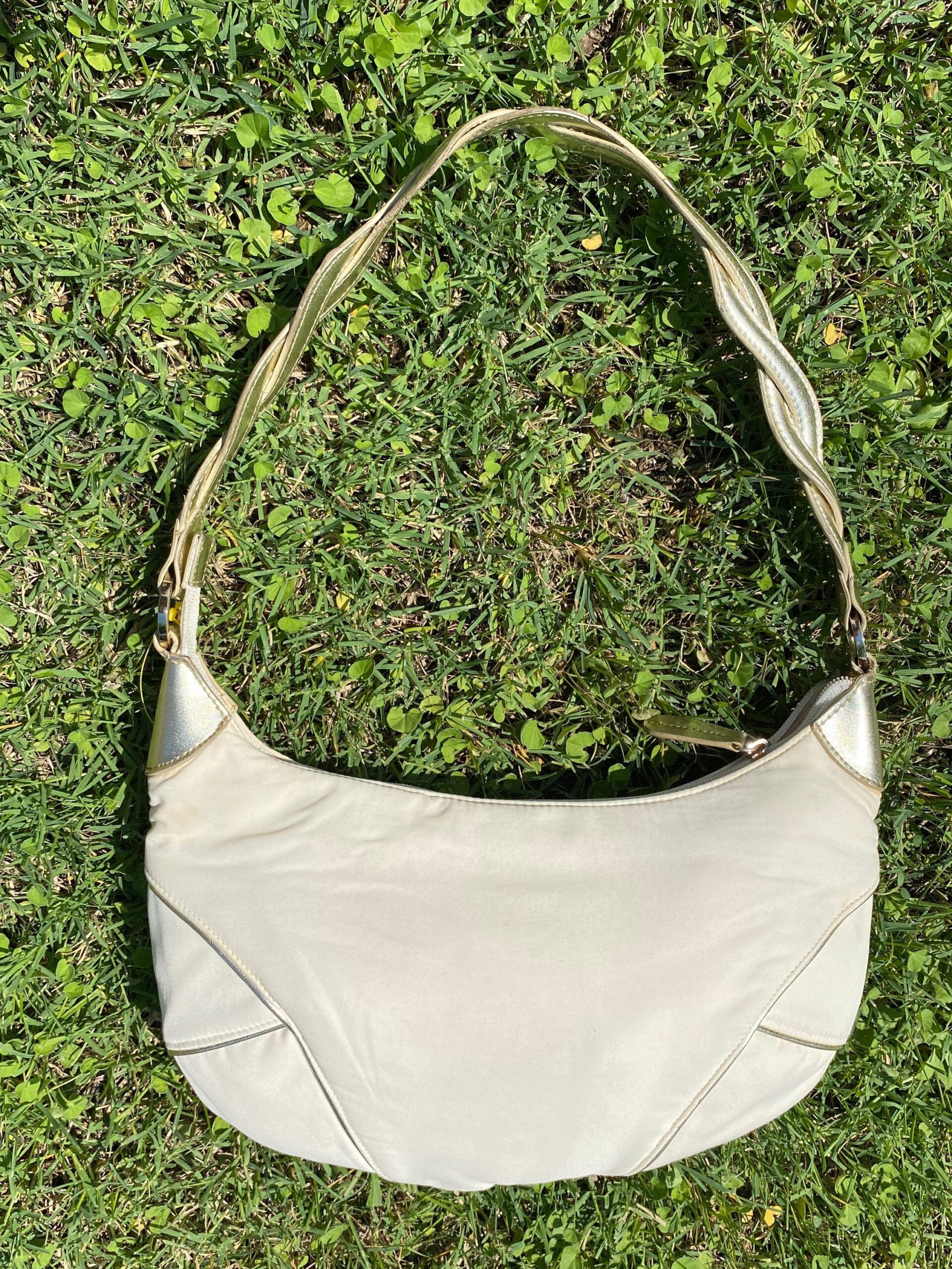 90s vintage Clutch Gai Mattiolo Jeans/White silver Clutch nylon/Handbag Gai Mattiolo/Design Clutch - immagine 4