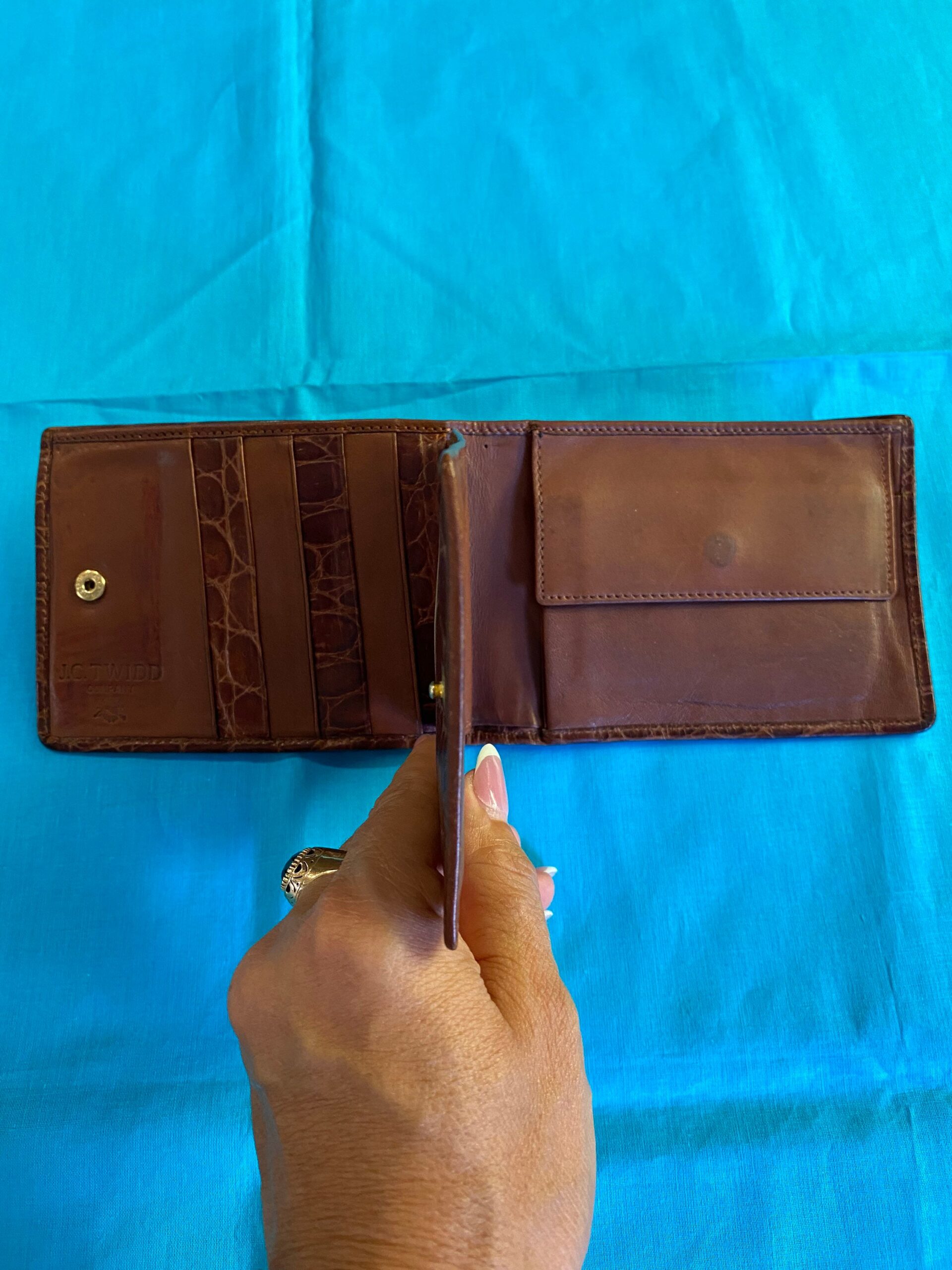 80s Vintage wallet Twidd/Brown leather wallet Italy/Portafoglio in pelle Twidd/Fashion Wallet/original wallet vintage - immagine 6