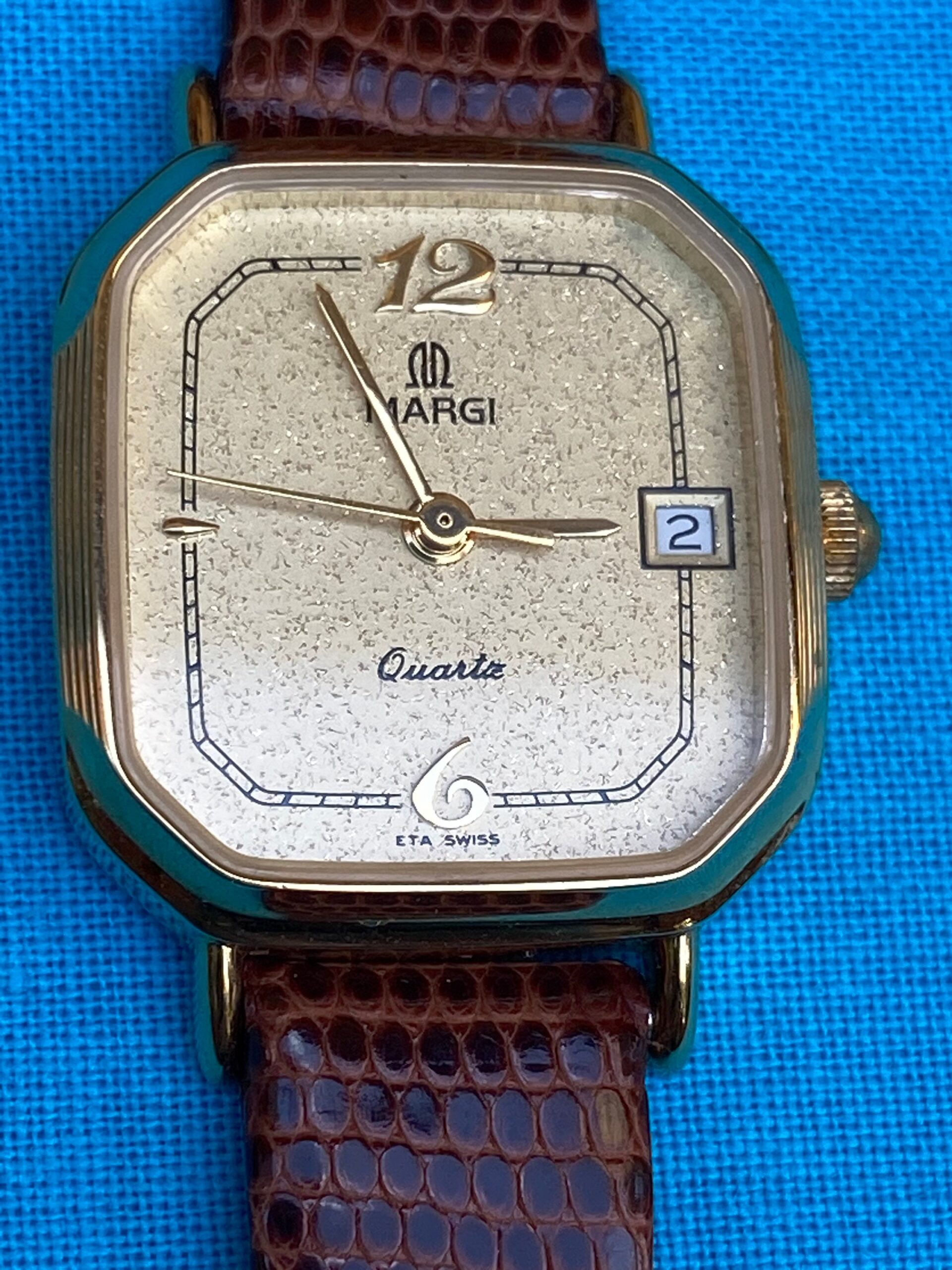 80s Vintage Wrist watch Margi Swiss/Luxury watch Margi/Gold watch/Margi Swiss wristwatch - immagine 2