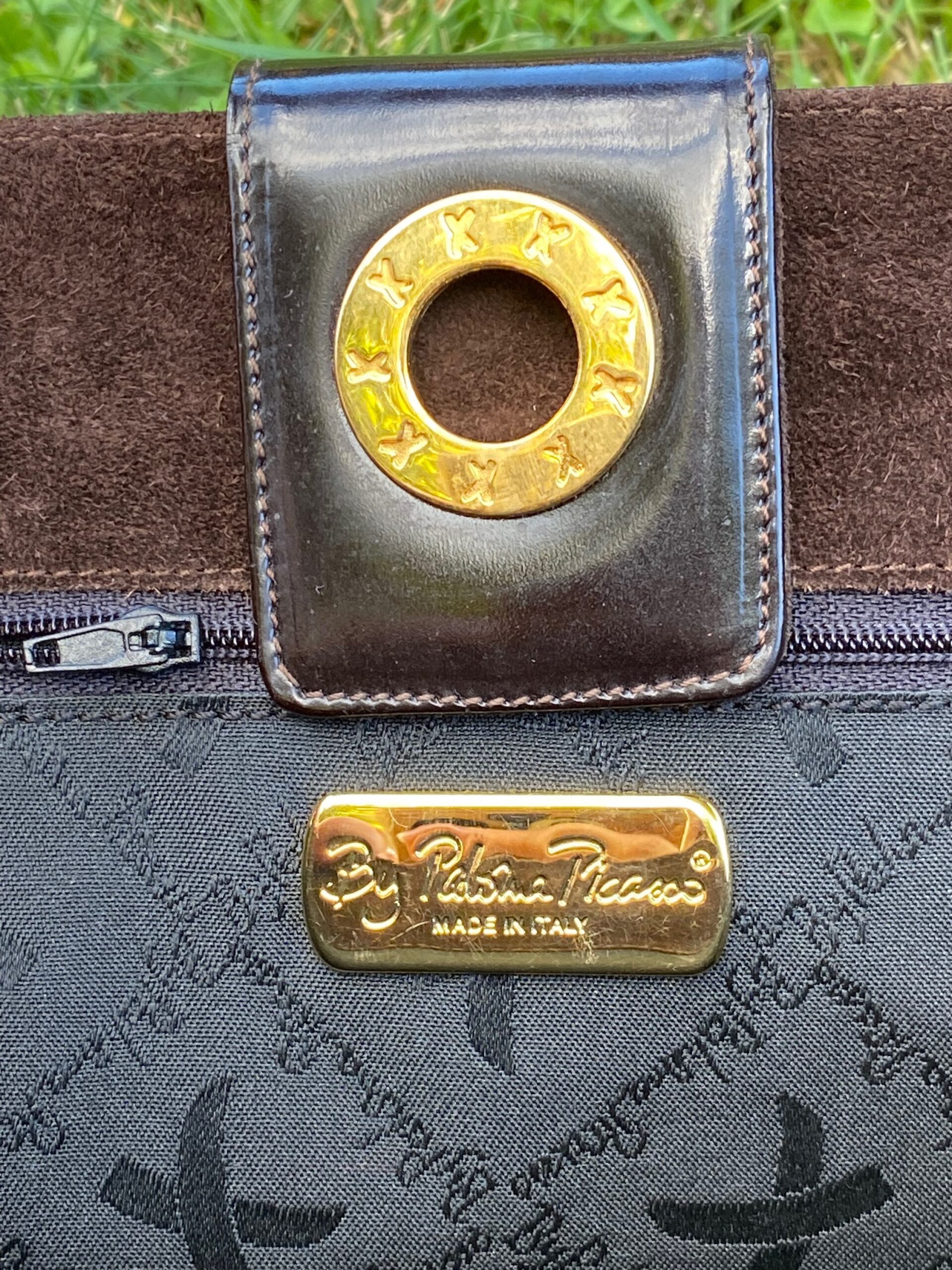 70s Vintage bag By Paloma Picasso/Brown bag leather/Design Luxury bag/Paloma Picasso bag in vintage shiny leather - immagine 8
