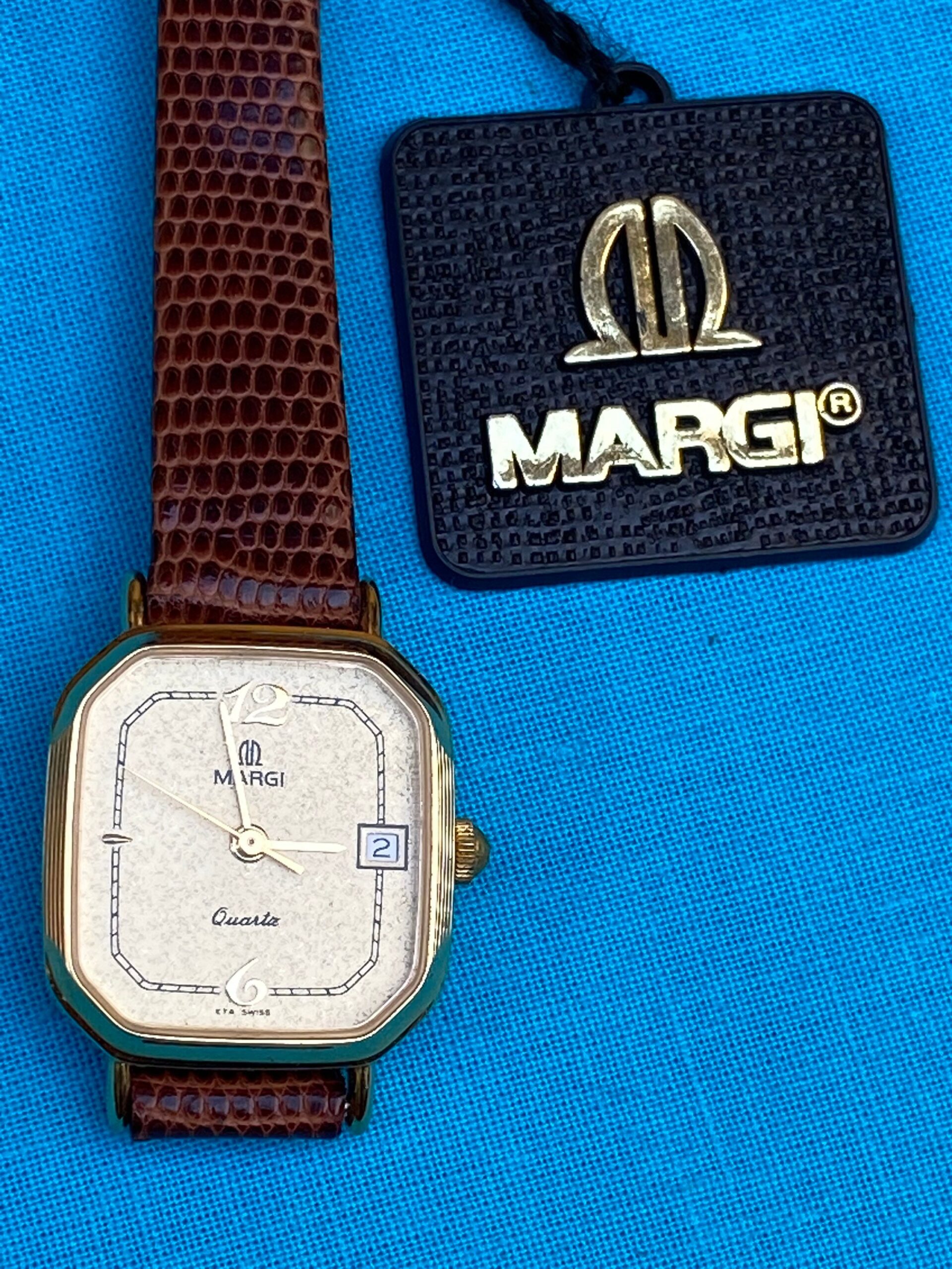 80s Vintage Wrist watch Margi Swiss/Luxury watch Margi/Gold watch/Margi Swiss wristwatch - immagine 8