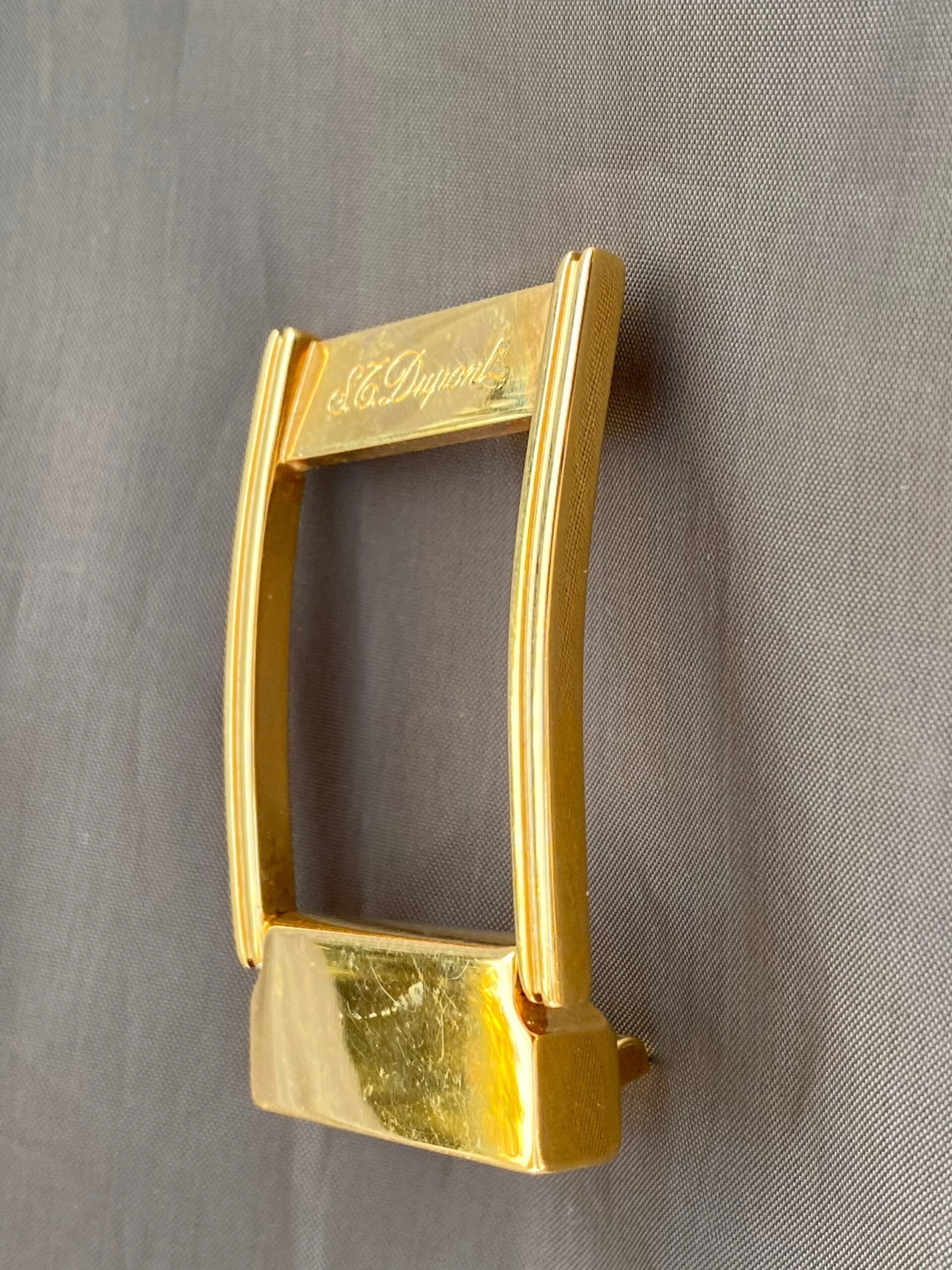 80s Vintage, Luxury buckle for belt S.T. Dupont Paris/Gold buckle for belt/Design buckle Dupont/S.T.Dupont belt buckle - immagine 4