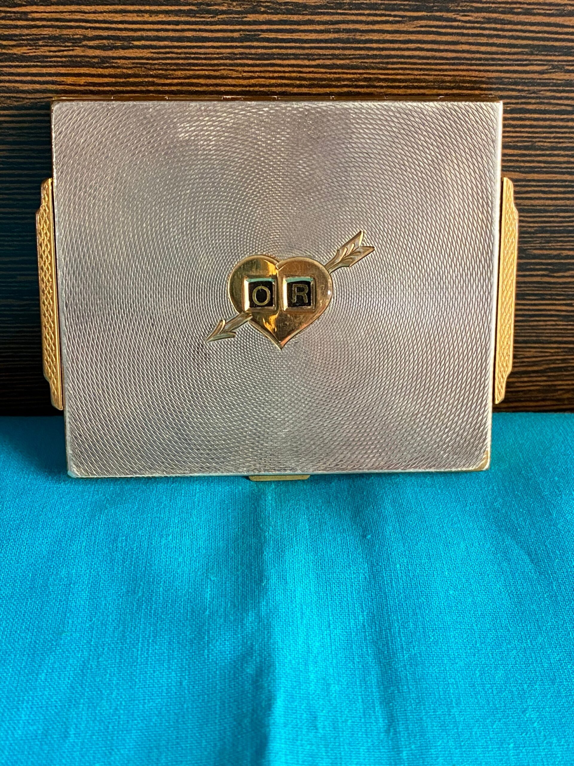 50s Victorian silver holder powder AGME/Vintage silver powder mirror box/Heart powder compact/Powder holder AGME - immagine 10