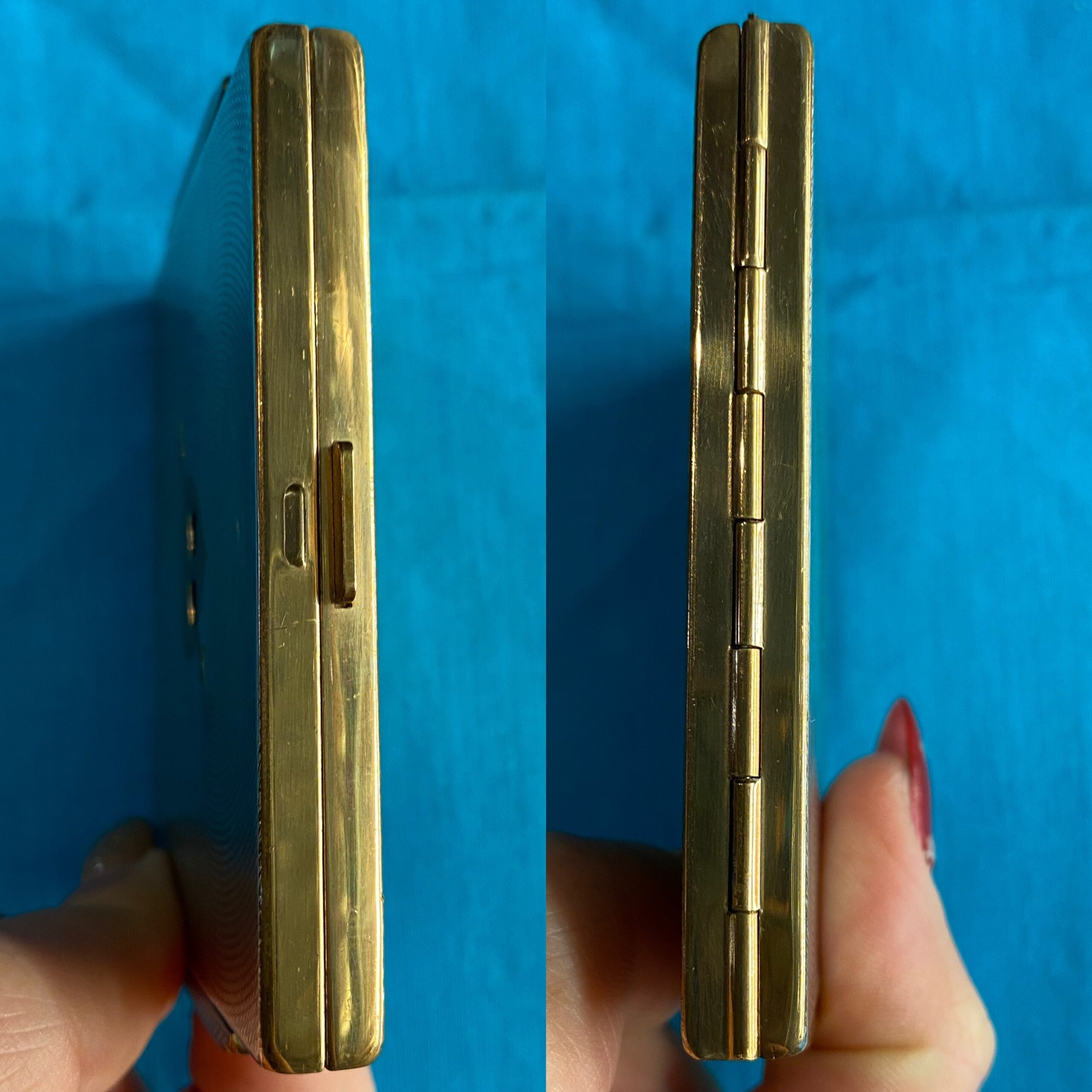50s Victorian silver holder powder AGME/Vintage silver powder mirror box/Heart powder compact/Powder holder AGME - immagine 4