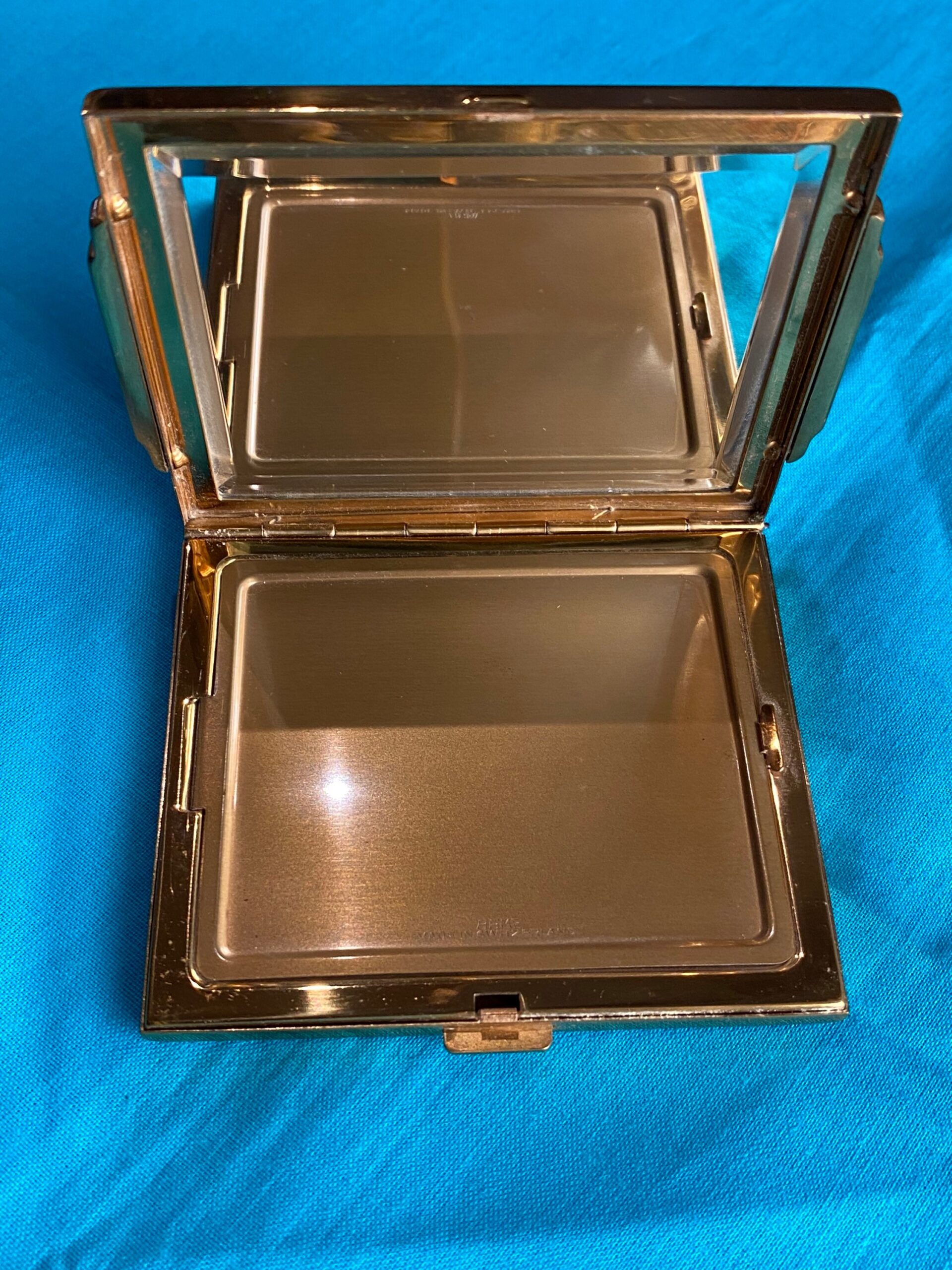 50s Victorian silver holder powder AGME/Vintage silver powder mirror box/Heart powder compact/Powder holder AGME - immagine 7