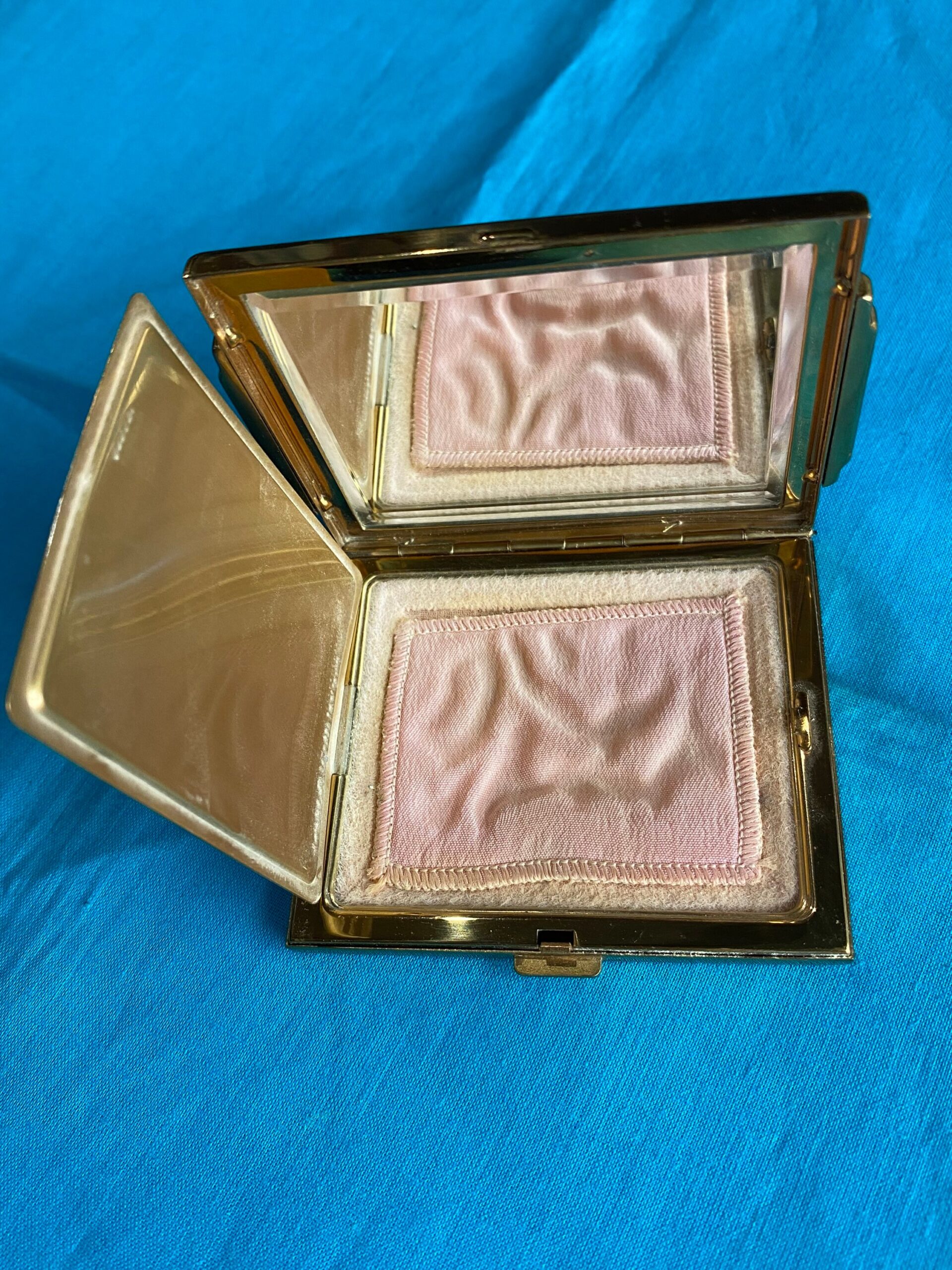50s Victorian silver holder powder AGME/Vintage silver powder mirror box/Heart powder compact/Powder holder AGME - immagine 8