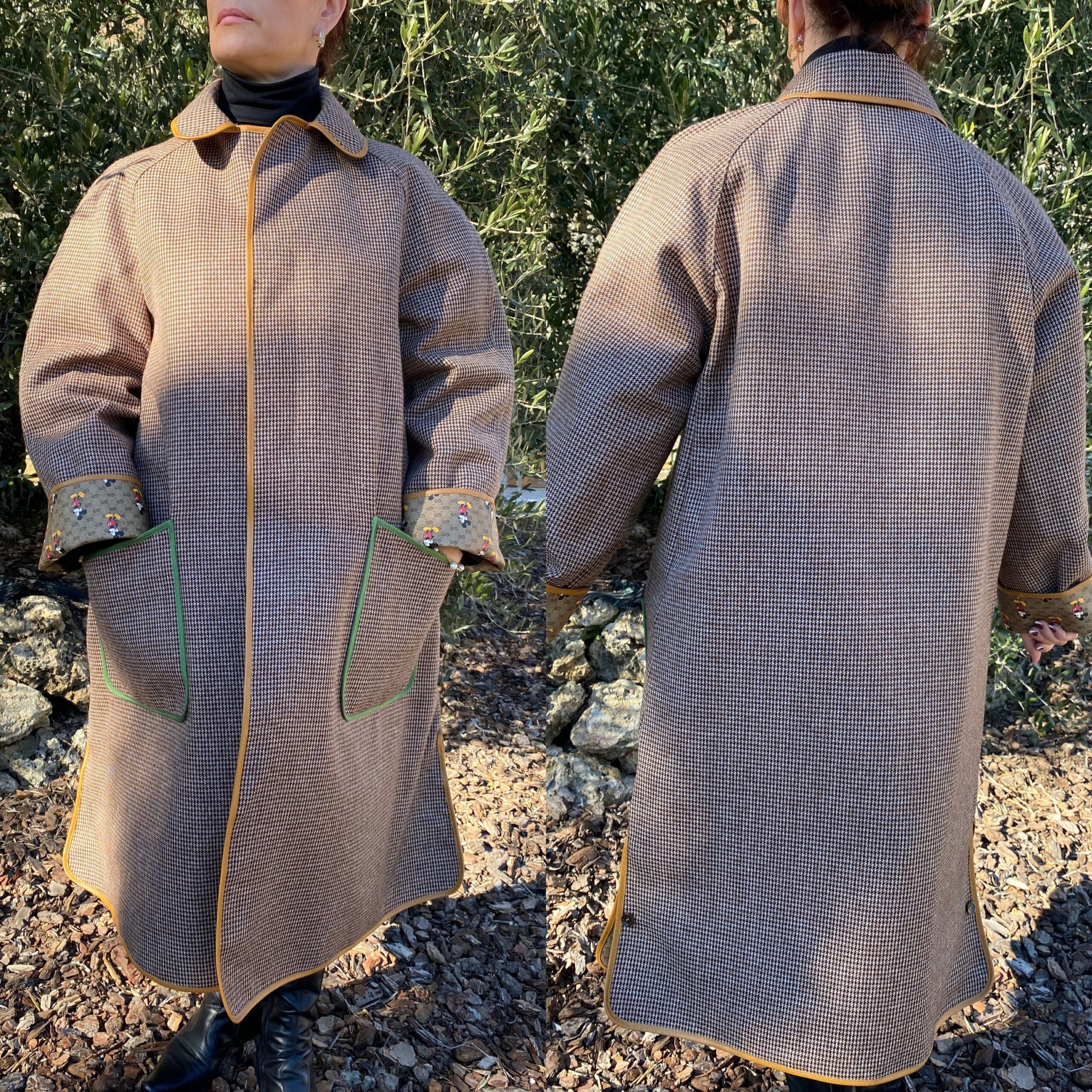 Authentic Gucci Disney trench coat/Brown beige trench leather wool/Gucci double-face coat/Gucci Mickey Mouse trench coat - immagine 2