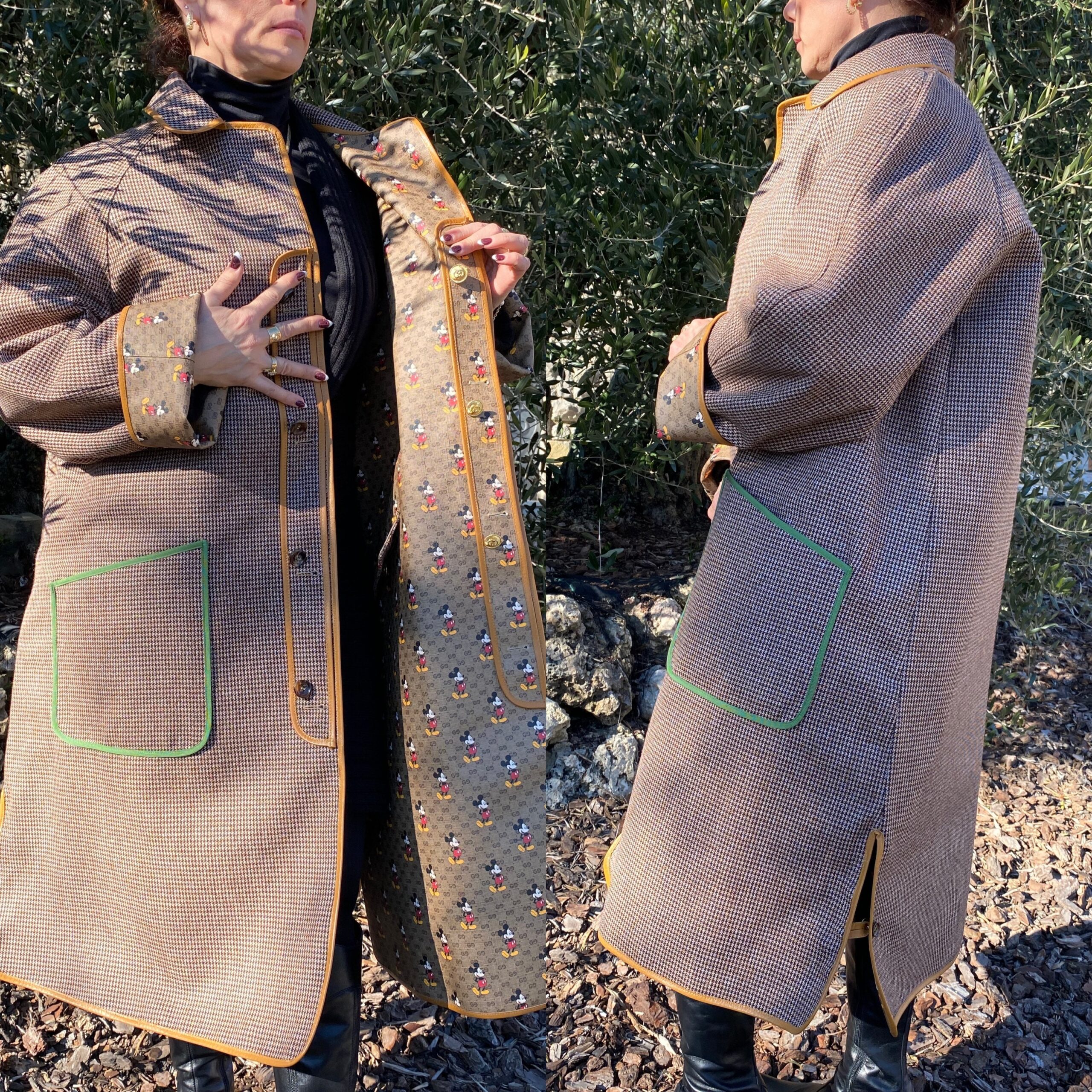 Authentic Gucci Disney trench coat/Brown beige trench leather wool/Gucci double-face coat/Gucci Mickey Mouse trench coat - immagine 3