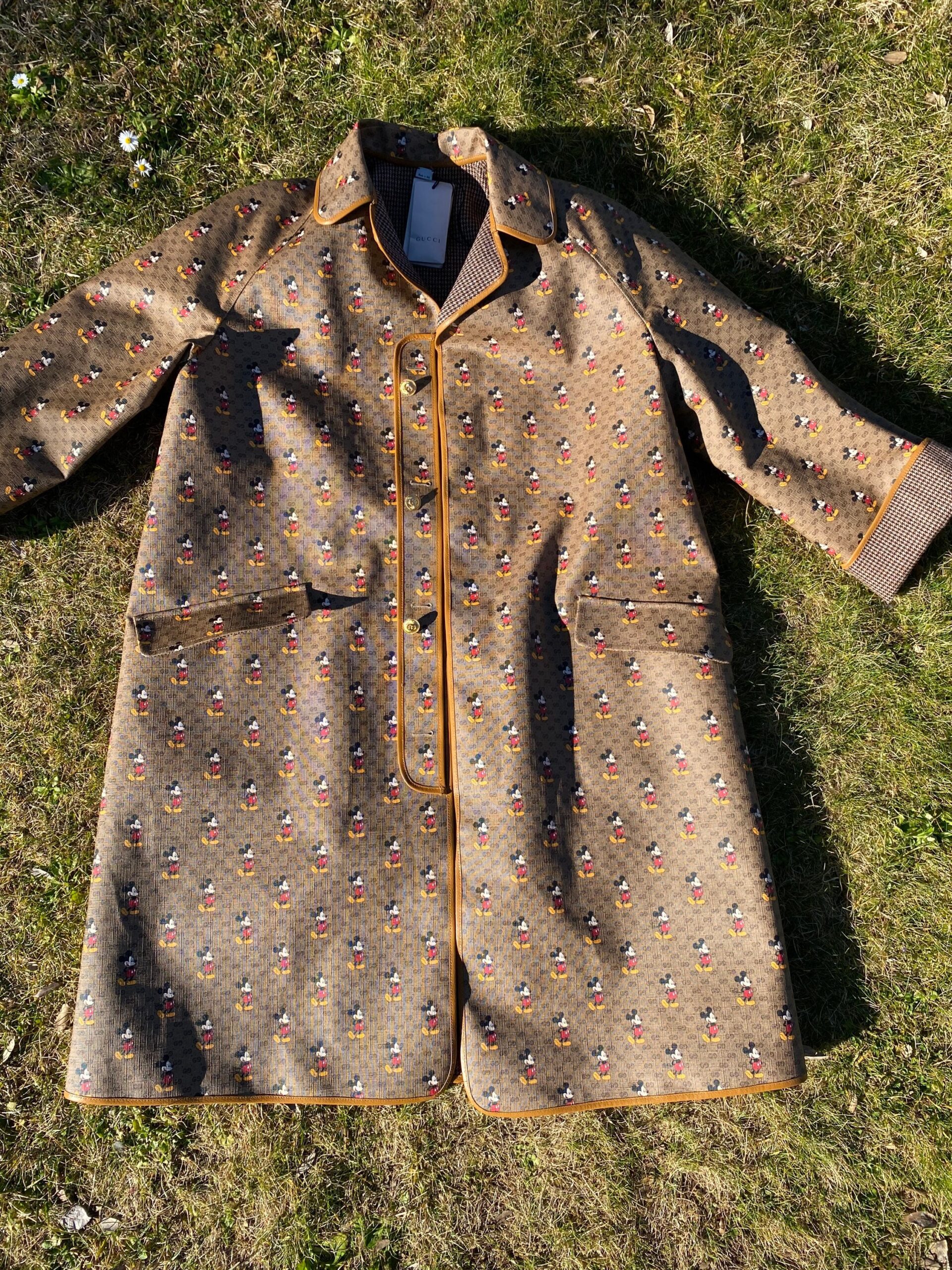 Authentic Gucci Disney trench coat/Brown beige trench leather wool/Gucci double-face coat/Gucci Mickey Mouse trench coat - immagine 8