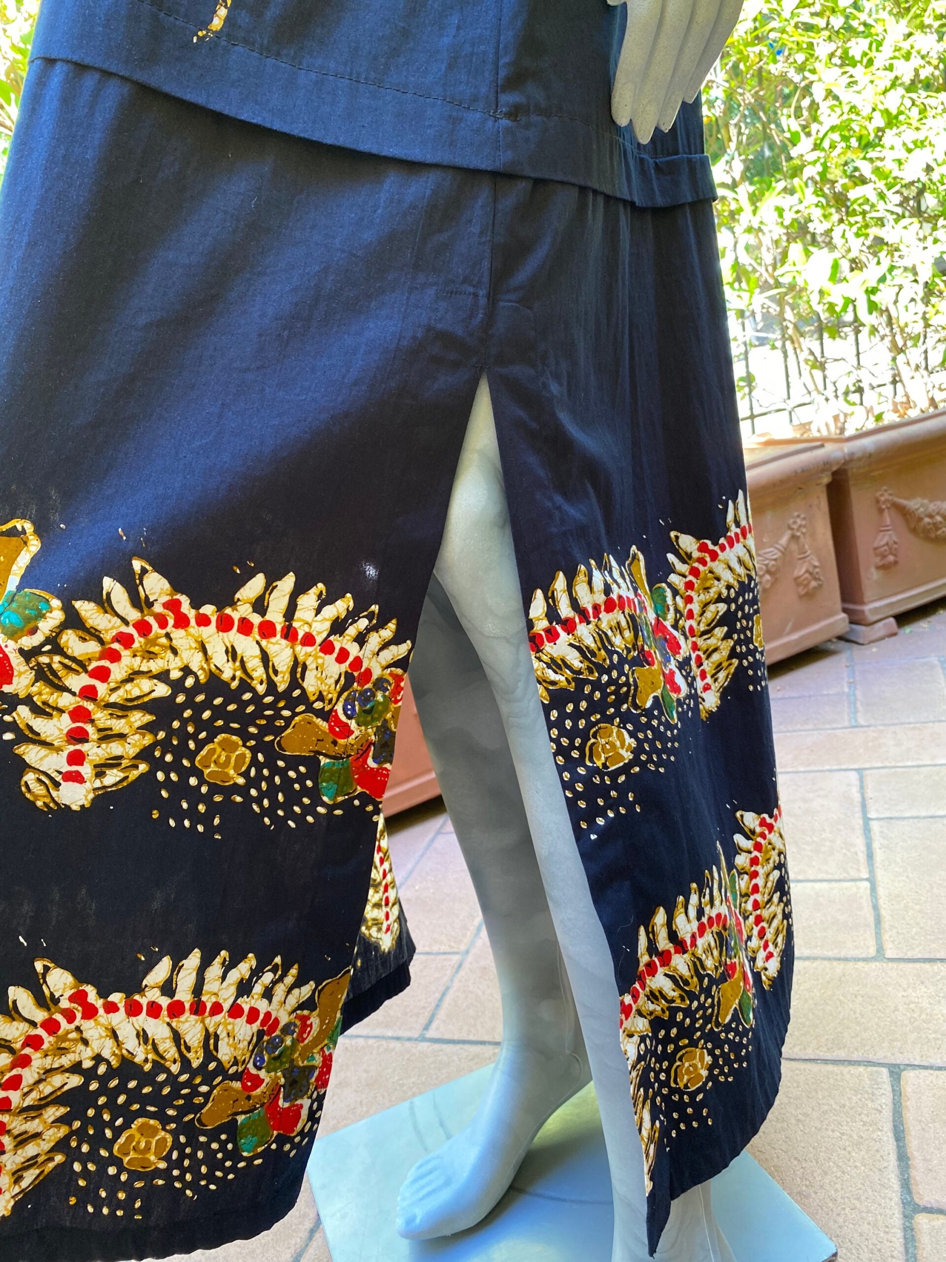90s Vintage dress Thailand Printed Floral/Black dress cotton/Blazer original Thailand/Design dress Hand Screen Printed - immagine 6