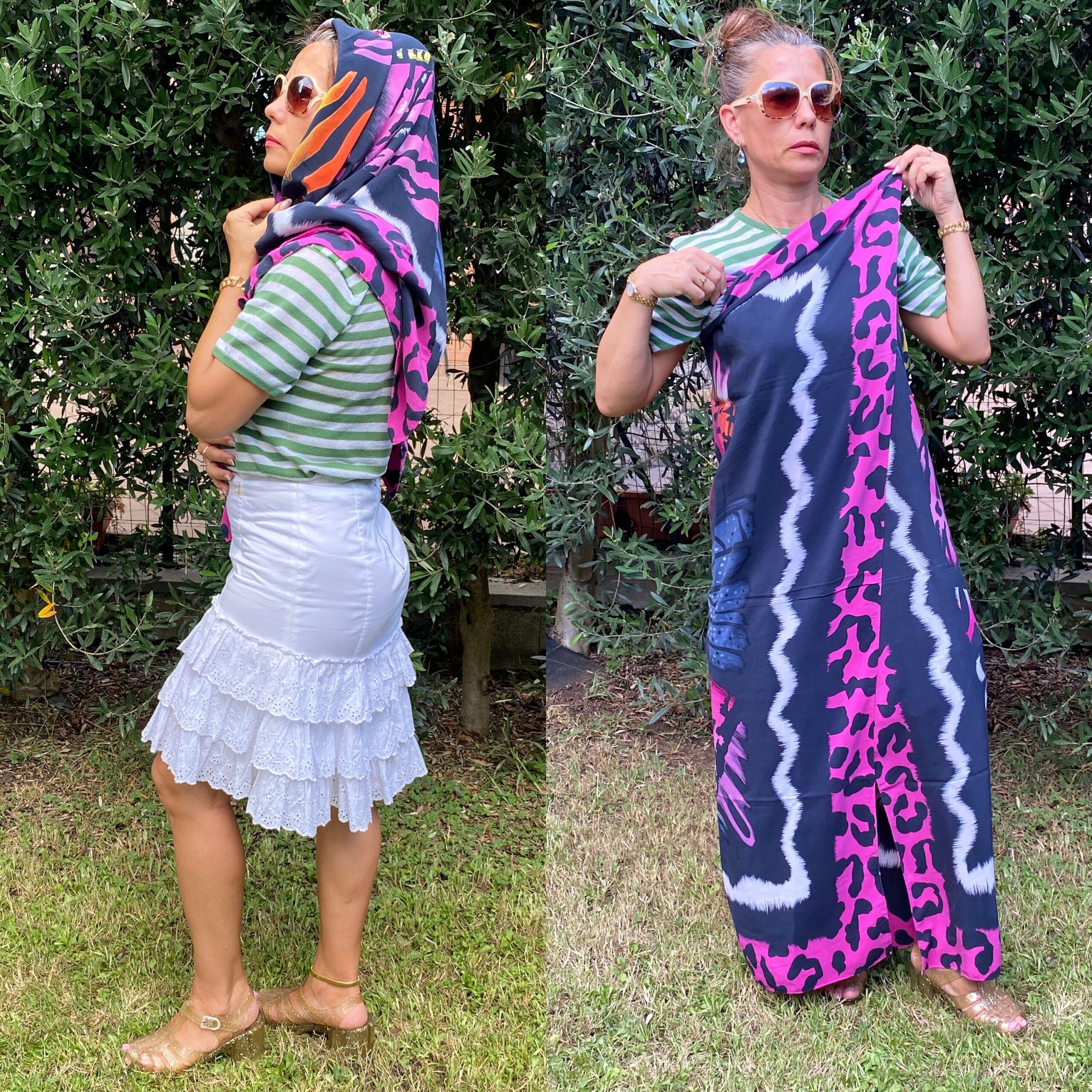 80s Vintage Escada scarf/Pink black scarf/Silk stole Design/Escada stole/Design Escada scarf - immagine 10