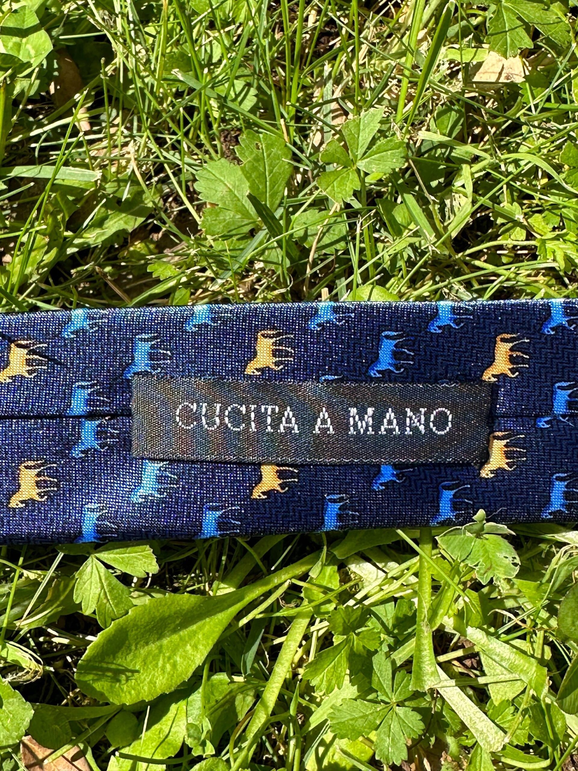 90s Vintage tie horse Giorgio Mariani/Tie with horses by Giorgio Mariani/Design tie horse/Blue yellow tie silk - immagine 10