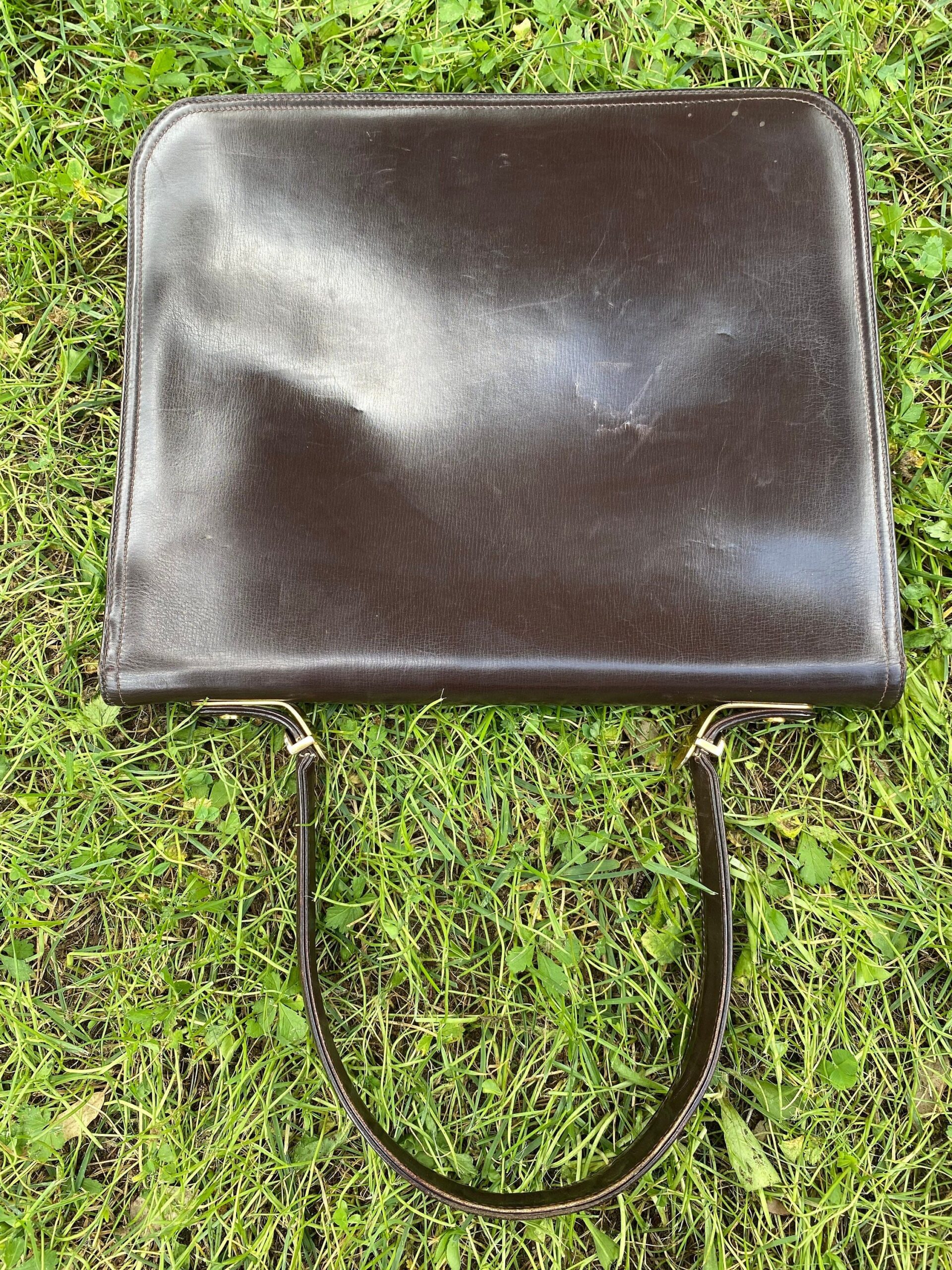 60s Vintage bag Italy/Brown bag leather/60s vintage handbag/Vintage clutch design/Fashion bag leather - immagine 3