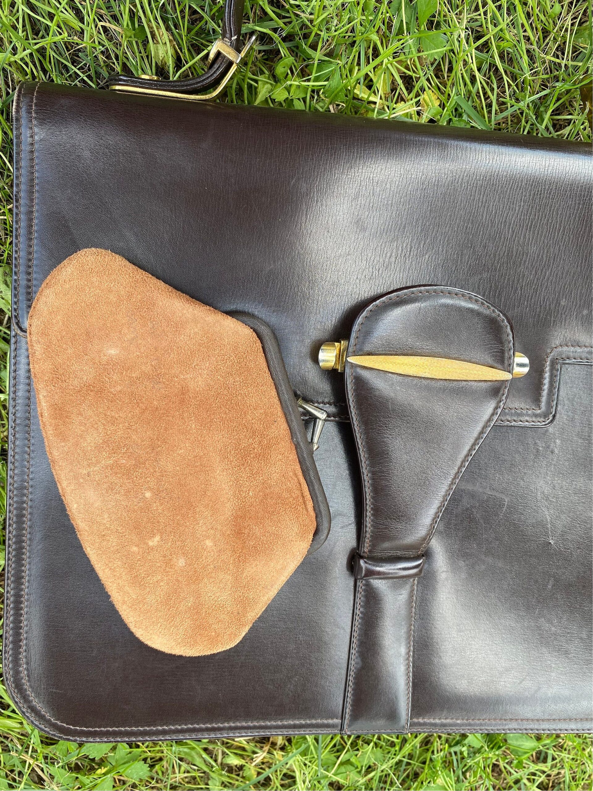 60s Vintage bag Italy/Brown bag leather/60s vintage handbag/Vintage clutch design/Fashion bag leather - immagine 6