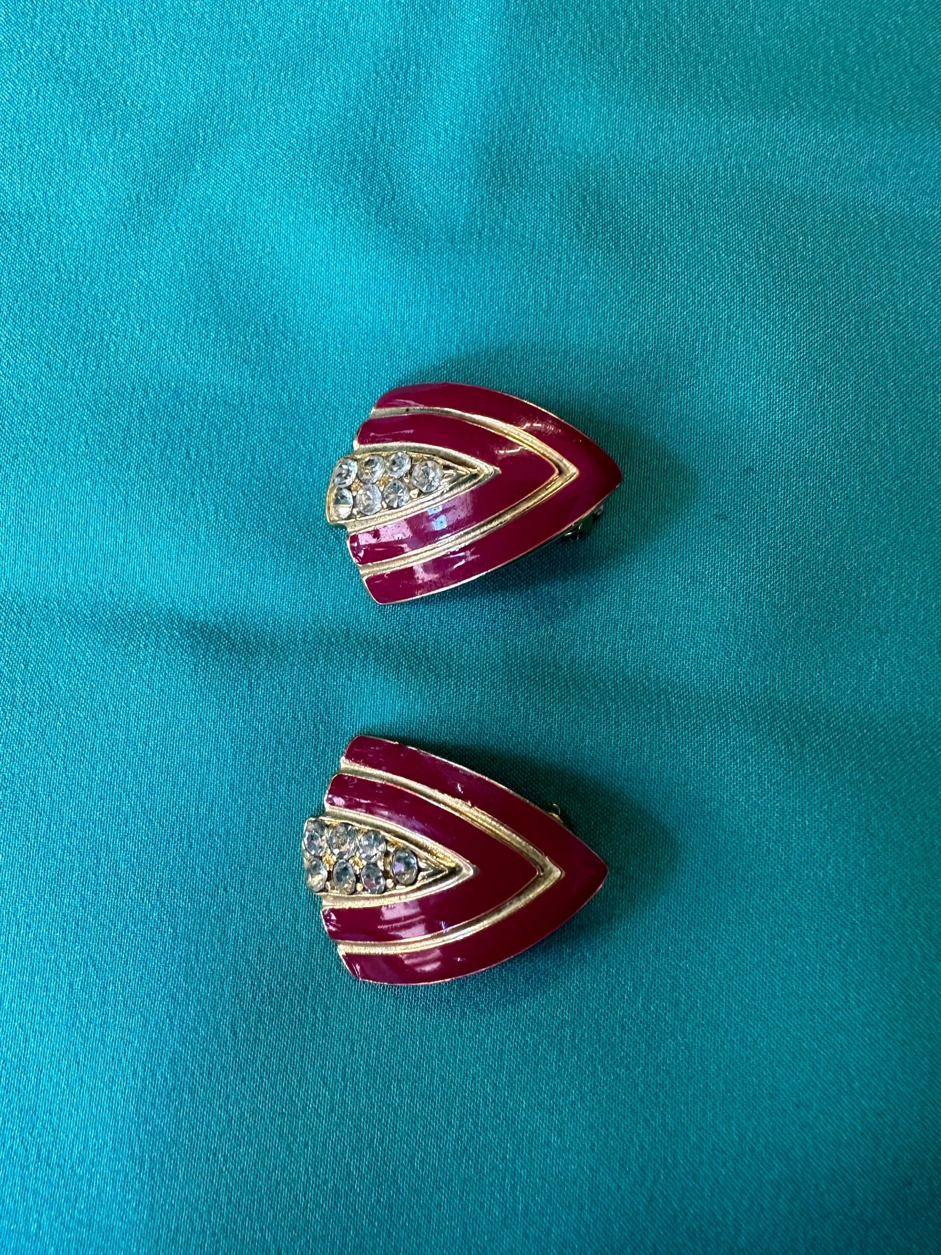 60s Vintage earrings V artisan Florence/Vintage earrings 60s/Fashion earrings V vintage/Red earrings 60s - immagine 2
