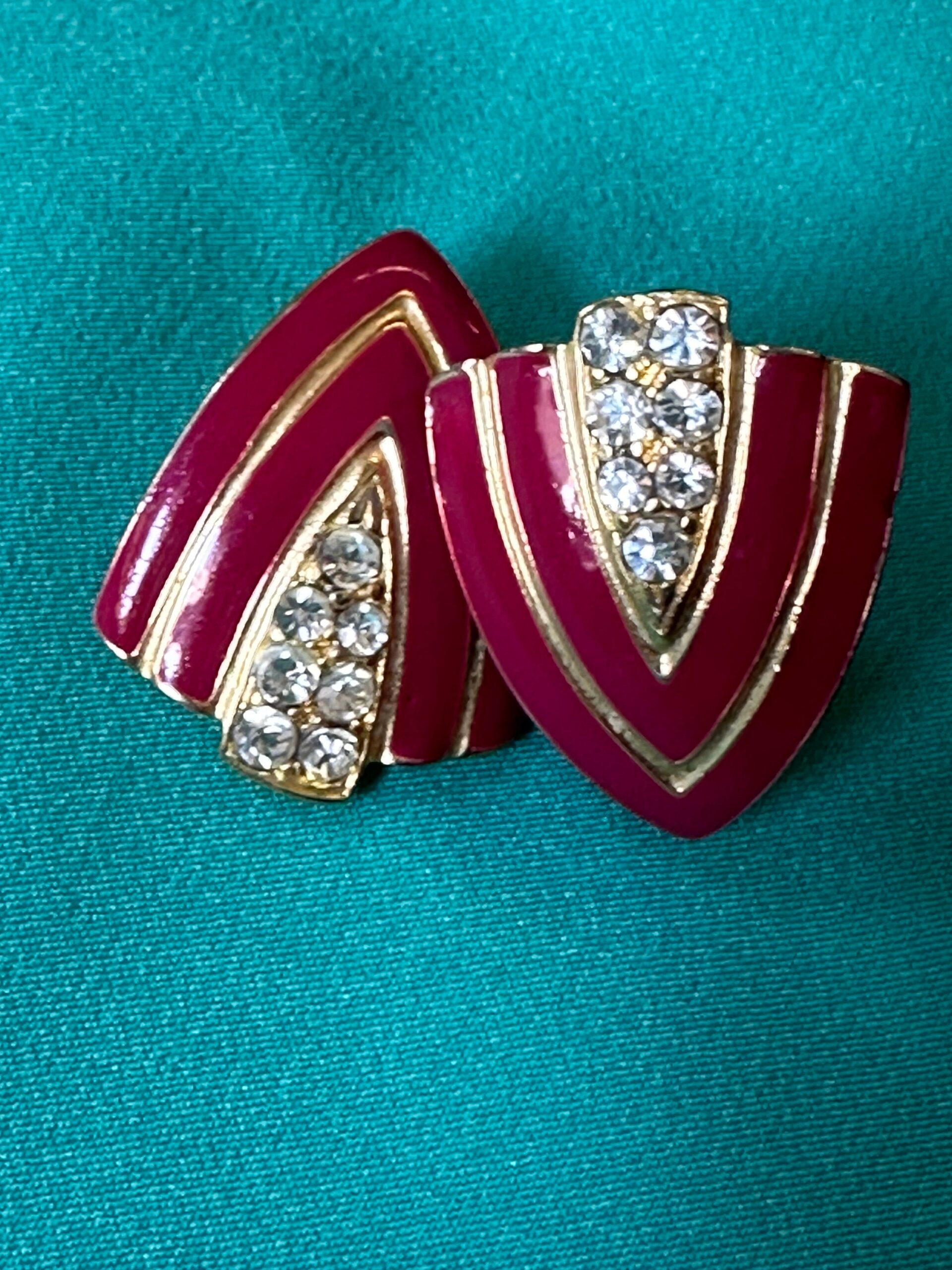60s Vintage earrings V artisan Florence/Vintage earrings 60s/Fashion earrings V vintage/Red earrings 60s - immagine 8